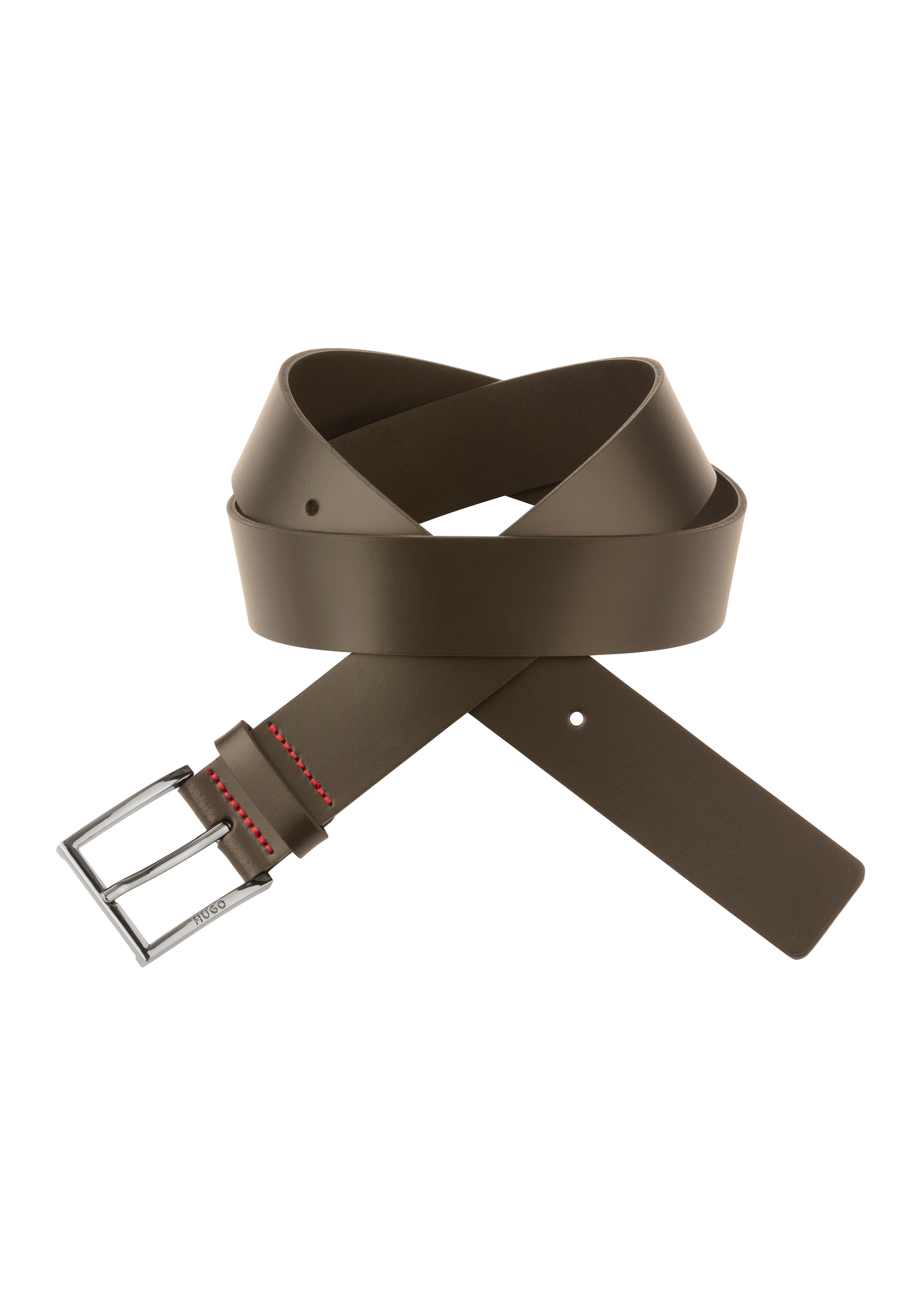 HUGO Ledergürtel »Geek_Sz35« mit kontrastfarbenen Nähten und dezenter Metallschliesse