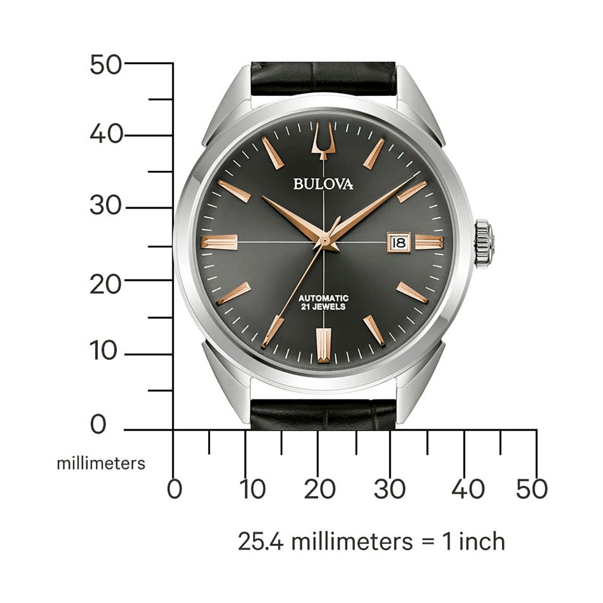 Bulova Automatikuhr, Armbanduhr, Herrenuhr, Damenuhr, Lederarmband, Saphirglas