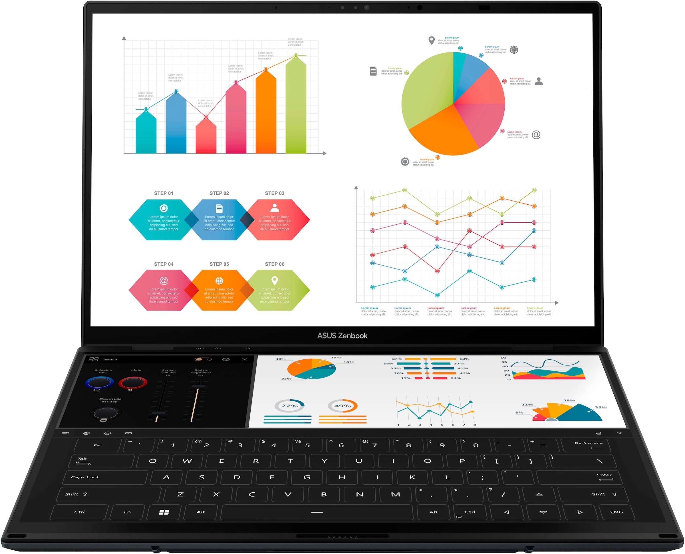 Asus Notebook »Zenbook Duo OLED UX8406MA-QL308X«, 35,6 cm, / 14 Zoll, Intel, Core Ultra 9, ARC, 2000 GB SSD, dual-screen