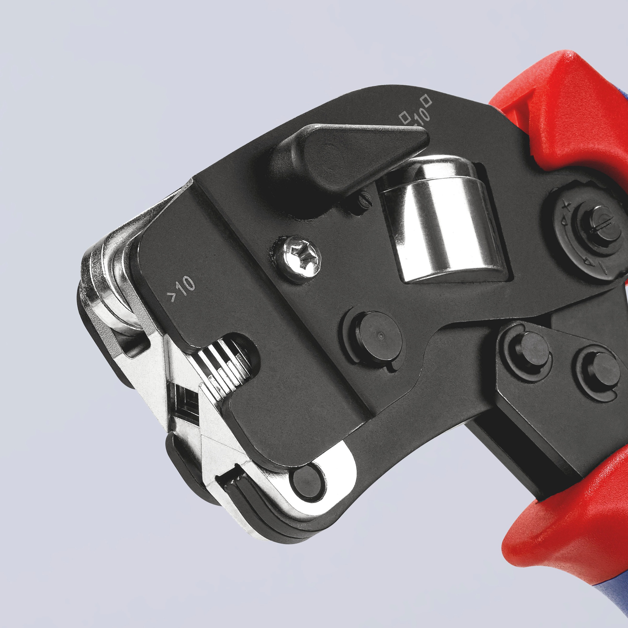 Knipex Crimpzange »97 53 09 für Aderendhülsen mit Fronteinführung«, (1 tlg.), selbsteinstellend, brüniert, mit Mehrkomponenten-Hüllen 190 mm