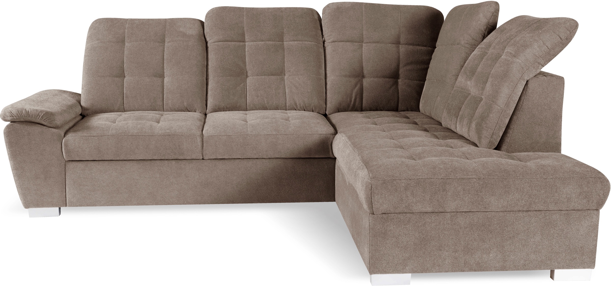 WERK2 Ecksofa »Brindisi, bequem und komfortabel, L-Form«, mit verstellbaren Kopfteilen, Bettfunktion & Bettkasten