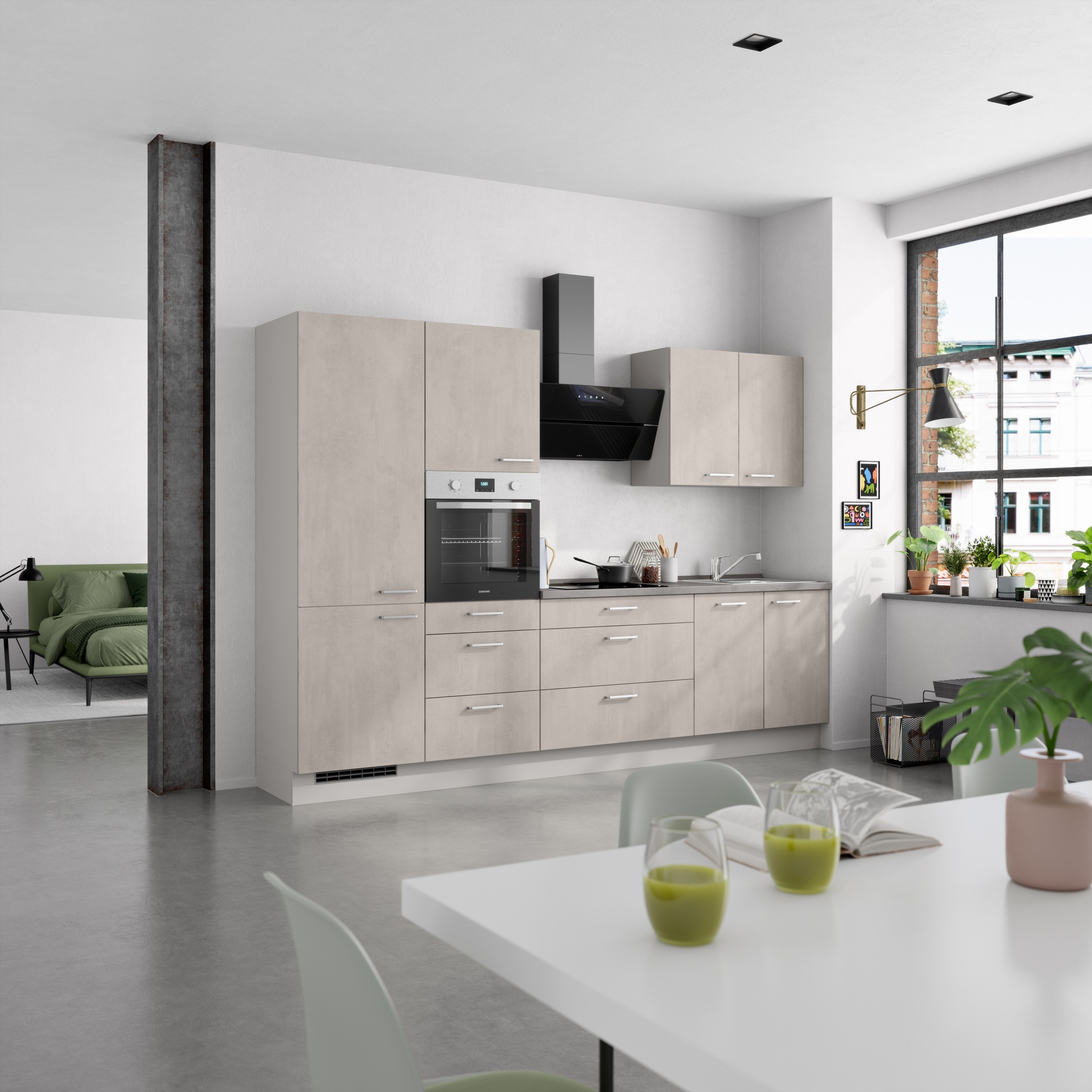 nobilia® Küchenzeile »"Riva II"« vormontiert, Ausrichtung wählbar, Breite 300 cm, wahlw. mit E-Geräten