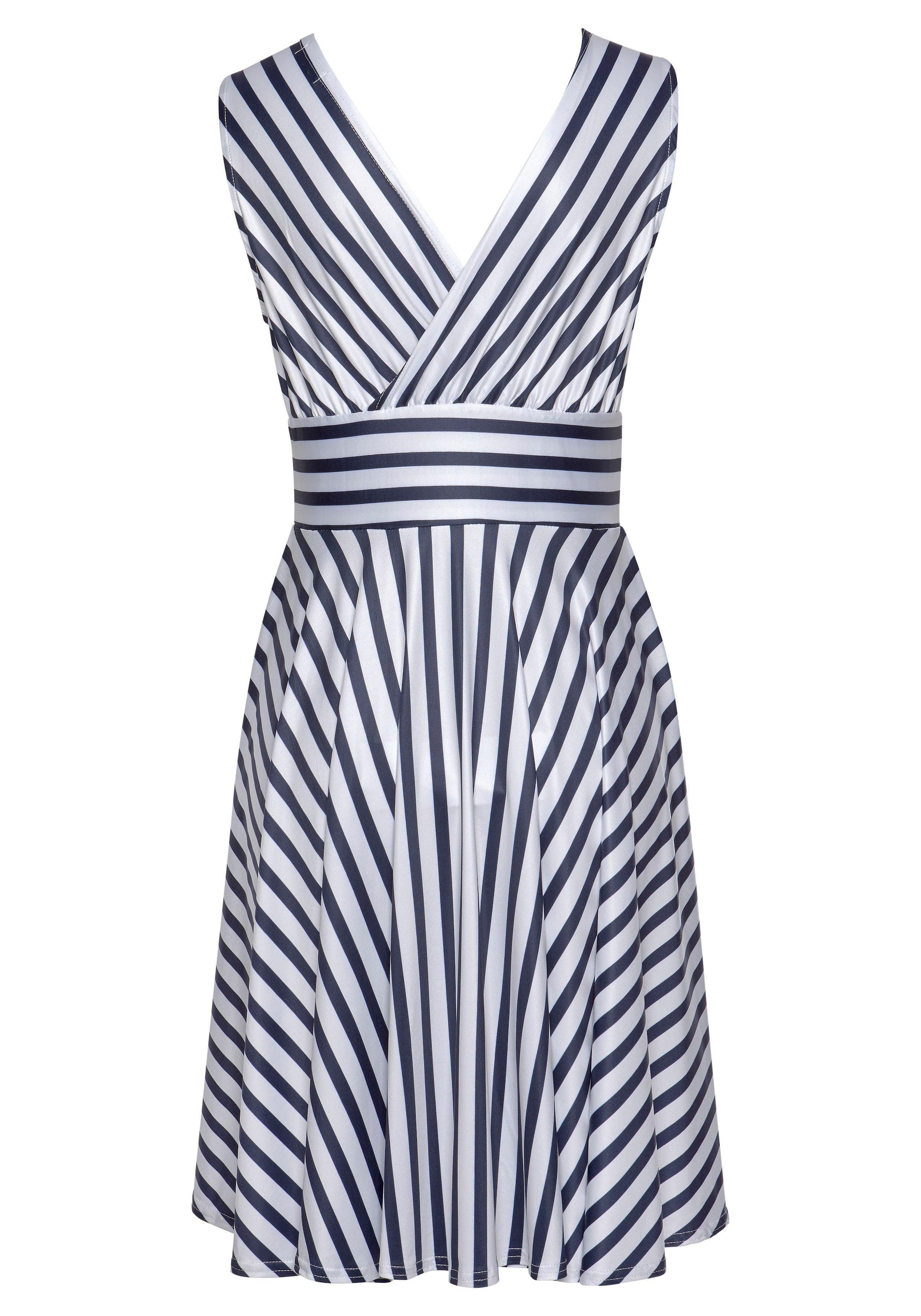 LASCANA Sommerkleid mit Streifenprint, Wickelkleid, tailliertes Minikleid, casual-chic
