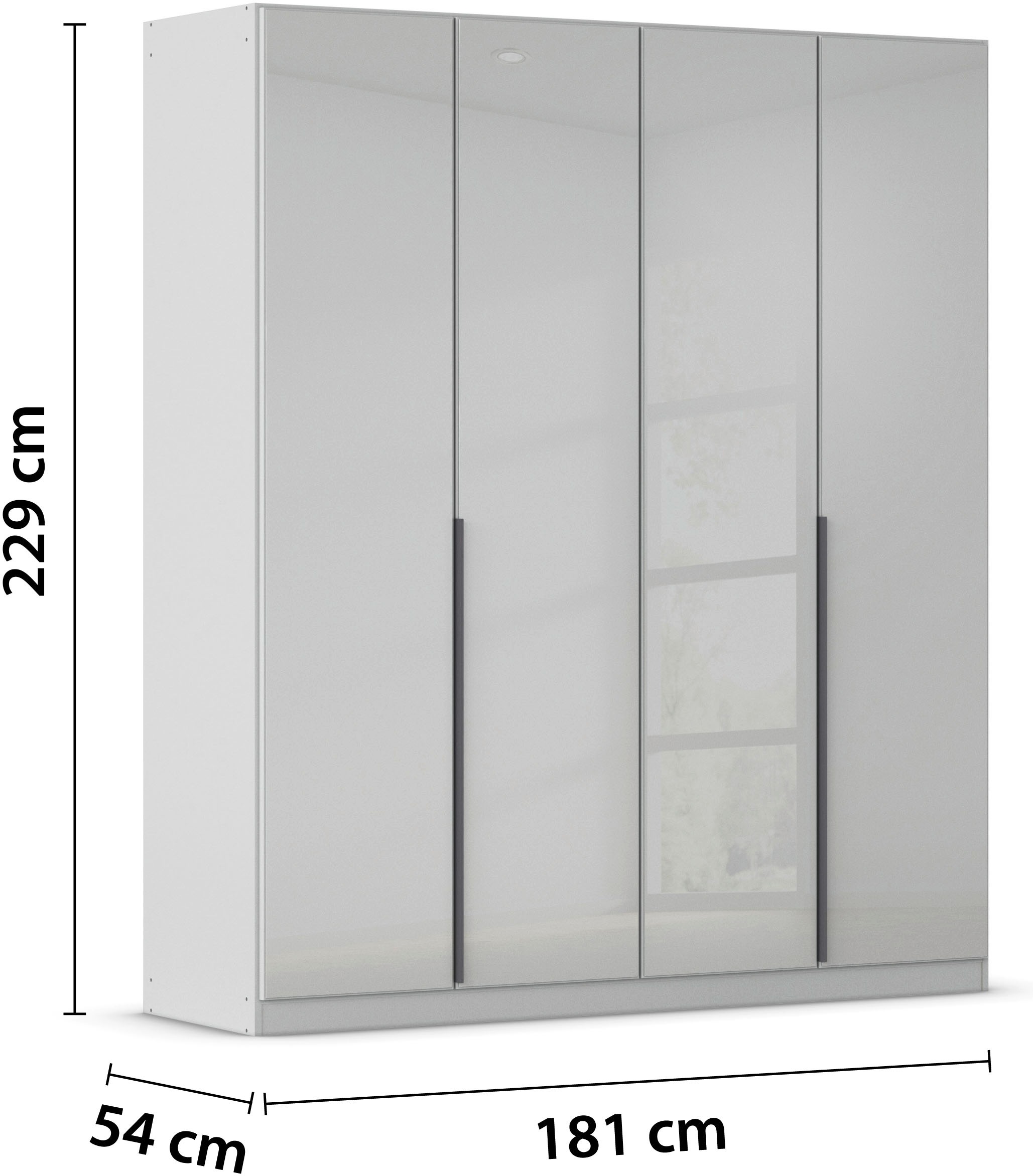rauch Drehtürenschrank »Kleiderschrank Kleiderschränke Schrank Garderobe AGORDO mit Glasfront«, (in zwei Griff-Farben), durchdachte Innenausstattung, in 6 Breiten und 2 Höhen MADE IN GERMANY