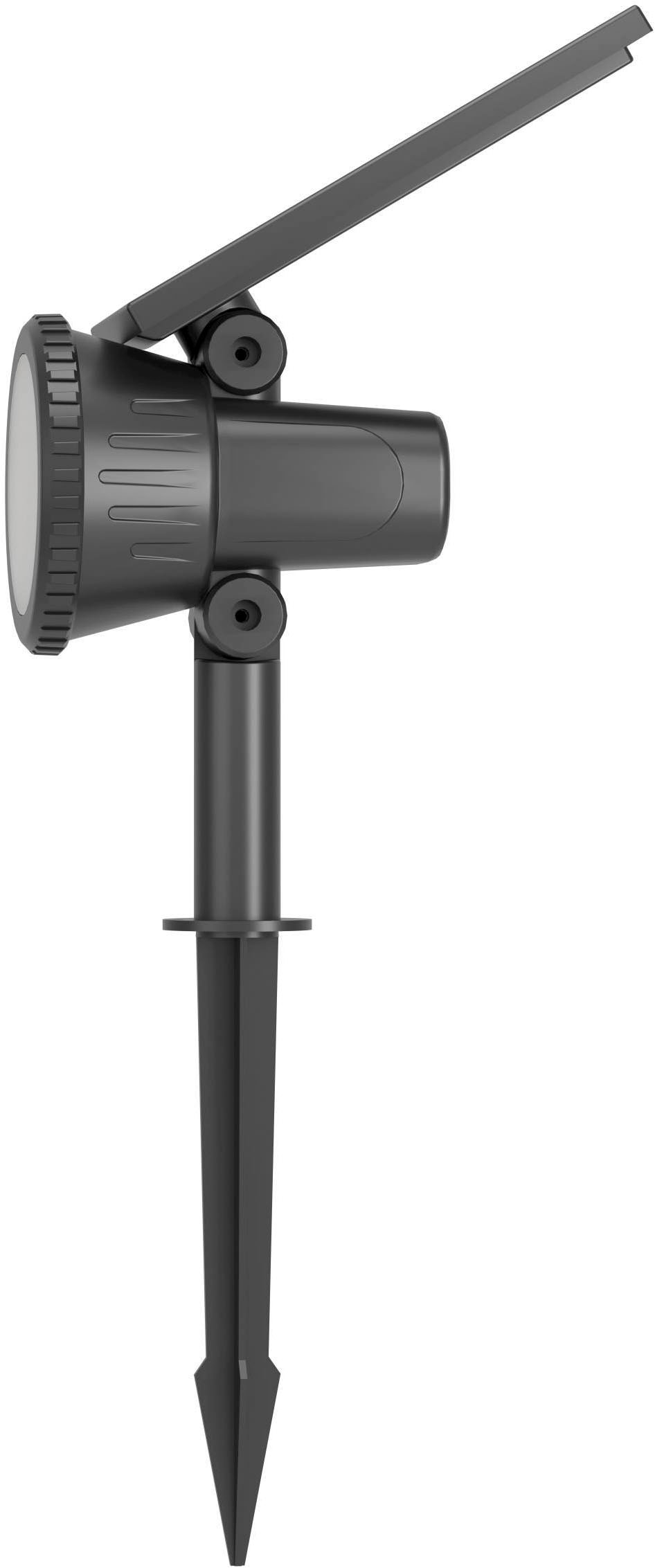 EGLO LED Solarleuchte »Sambuco Solarlampe, Außenlampe, Erdspieß, Gartenstrahler, Kunststoff« LED-Modul 1 Stk. RGB | Warmweiß Solarleuchte - L17,5 x B10 x H37,5 cm - schwarz - 3W inkl.