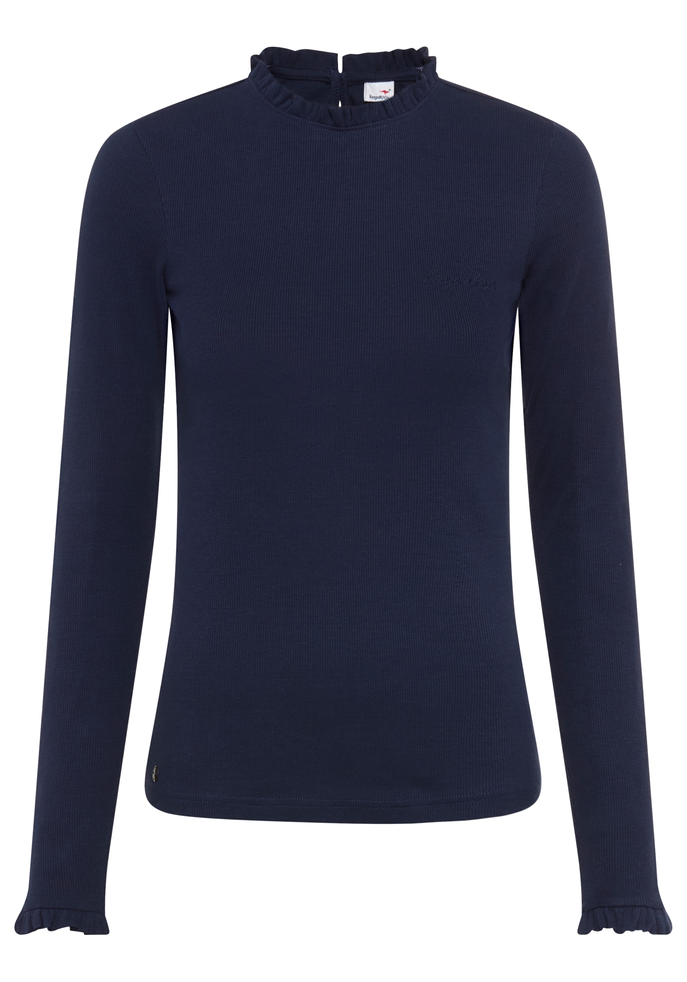 KangaROOS Langarmshirt, mit femininer Rüschenkante