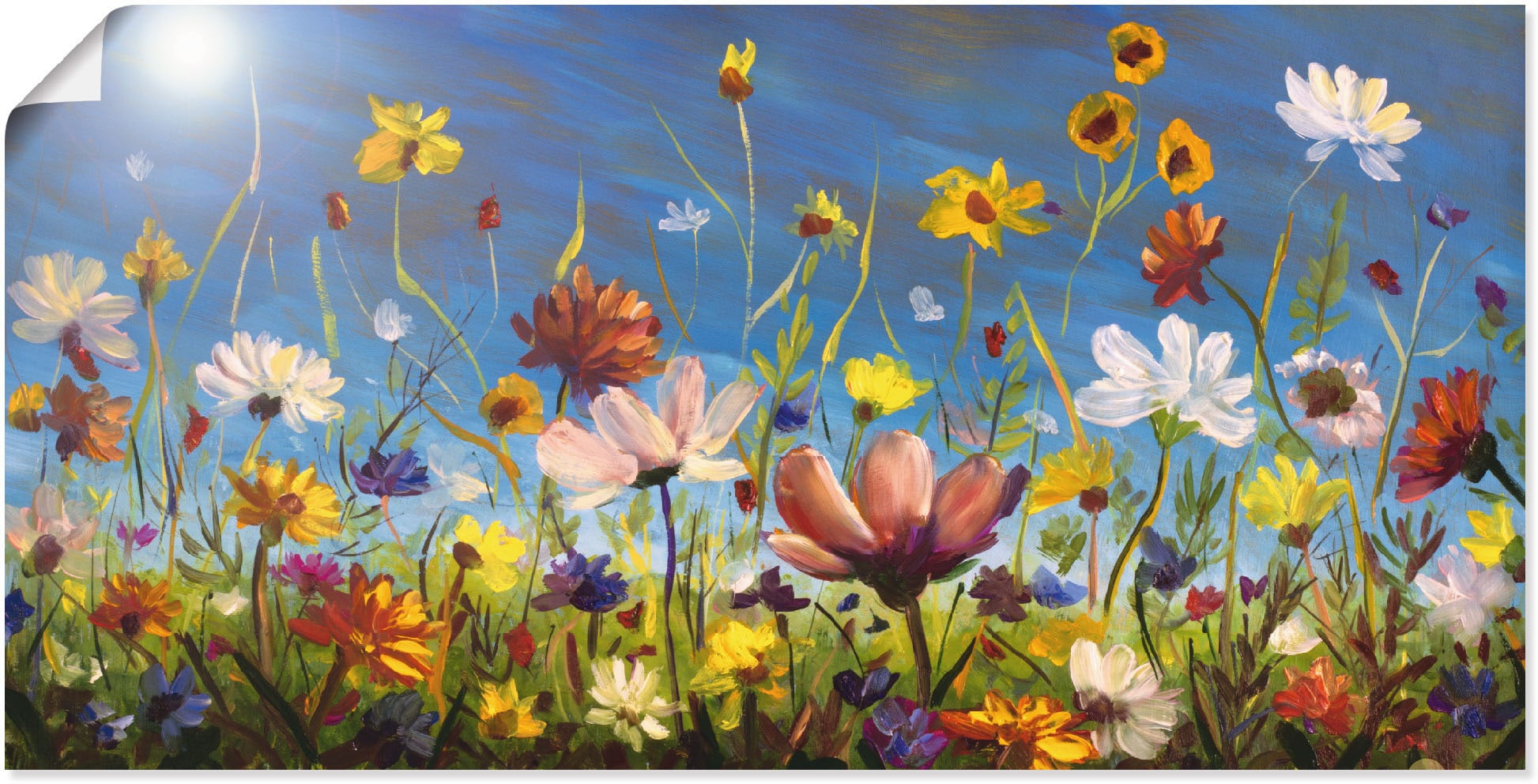 Artland Wandbild »Wildblumenwiese blauer Himmel«, Blumenwiese, (1 St.), als günstig online kaufen