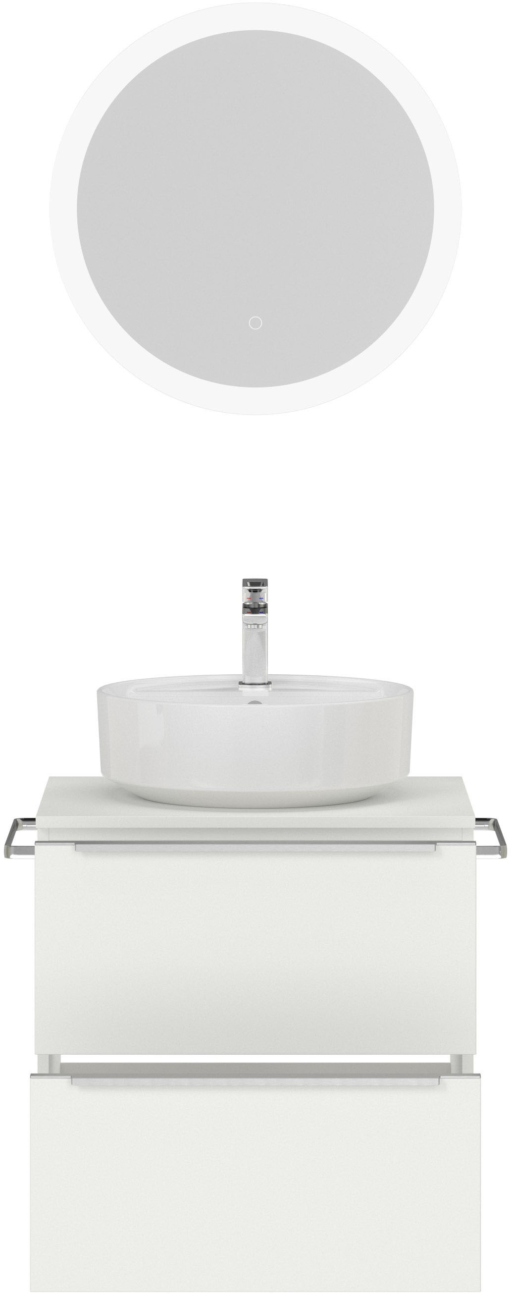 nobilia® Badmöbel-Set »Alvene«, (2 St., vormontiert, mit Soft-Close), inkl. Spiegel mit Touch-Sensor, in vier Breiten