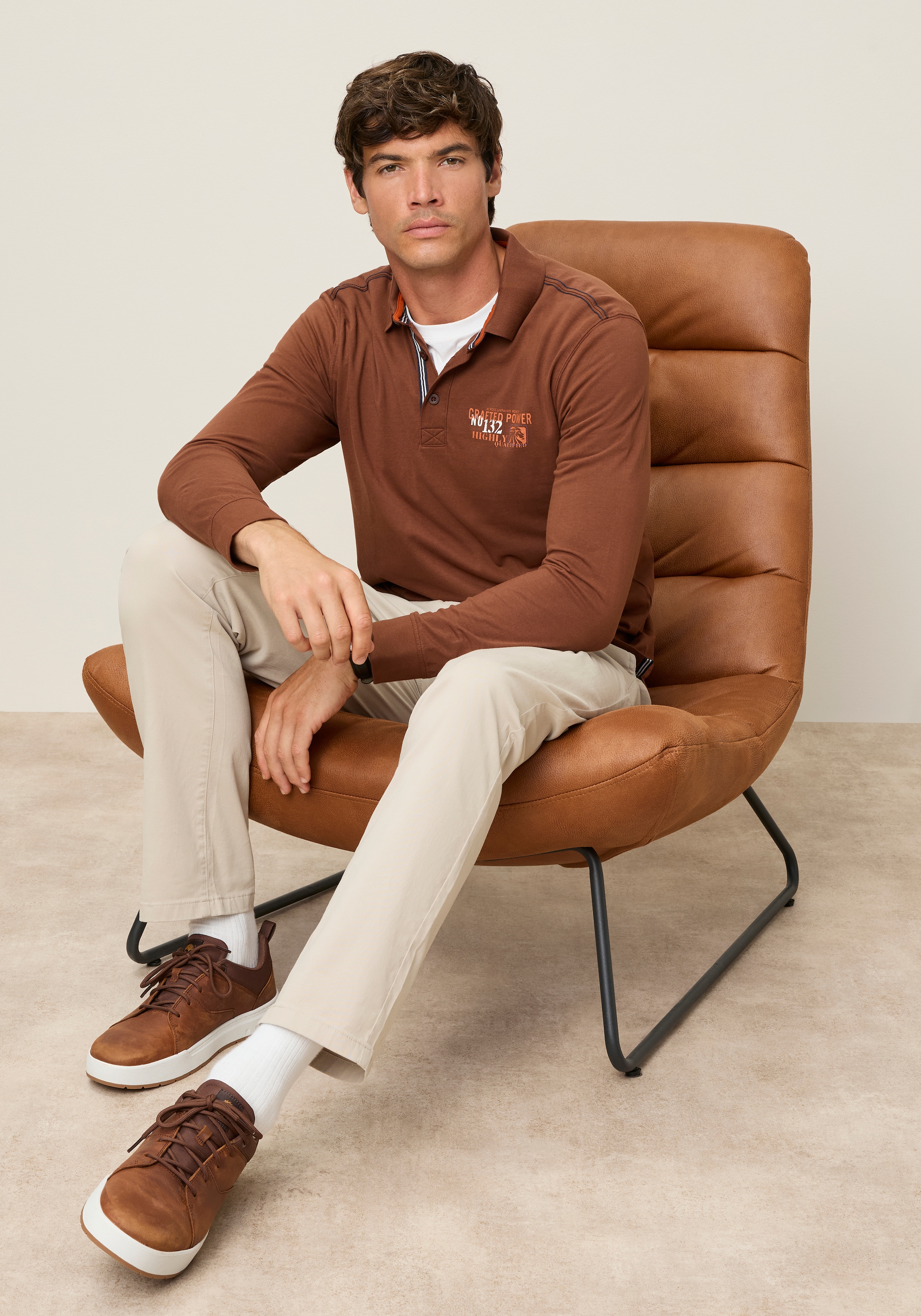 Man's World Poloshirt Normale Passform, mit Langarm, klassischer Look
