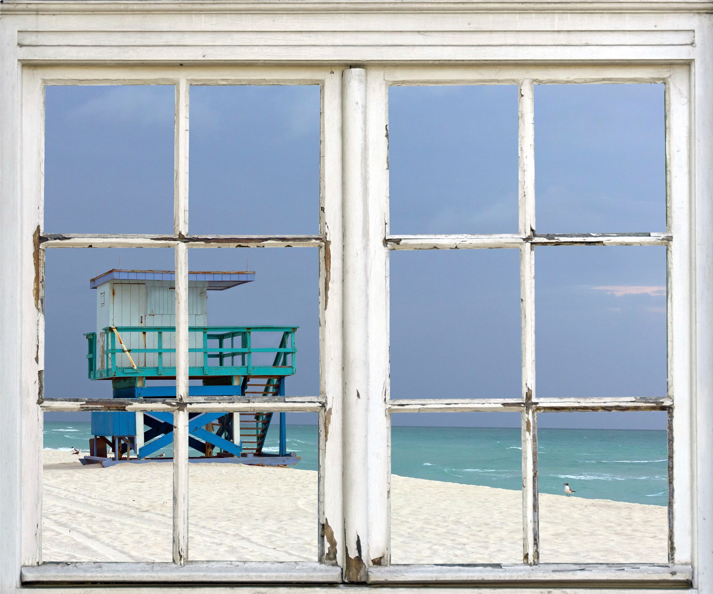 queence Wandsticker »Hütte am Strand« Wandsticker, Wandbild, selbstklebend, günstig online kaufen