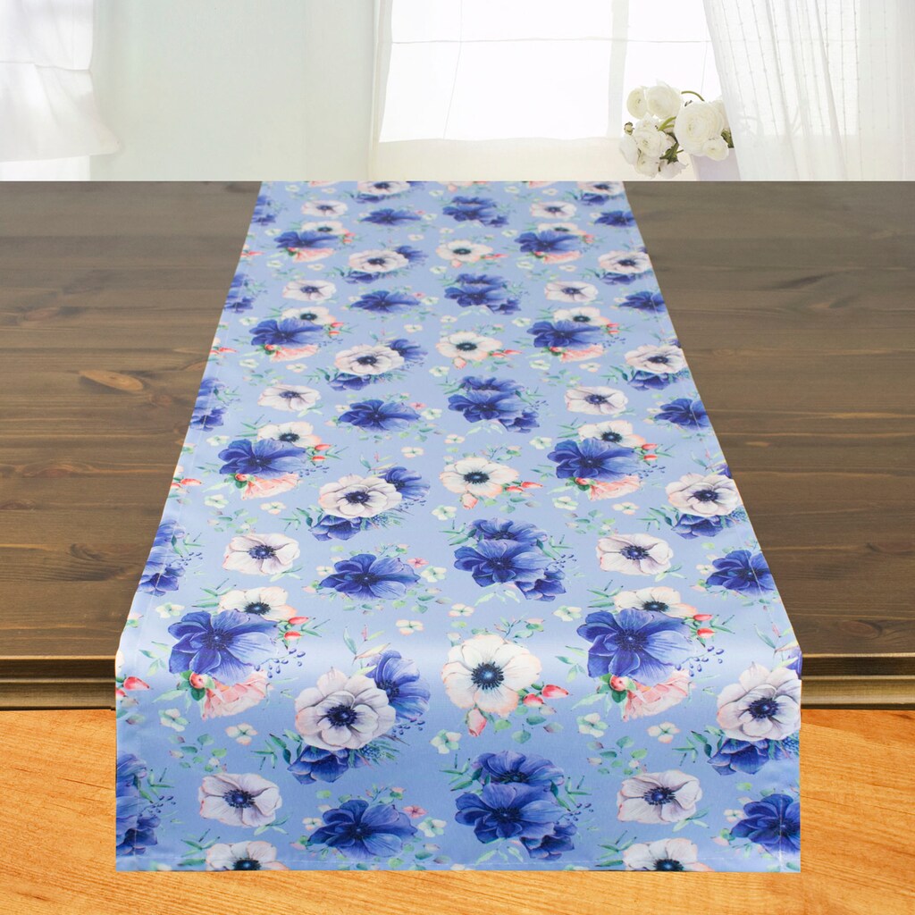 Delindo Lifestyle Tischläufer »Blütentraum in blau«, (1 St.), mit Digitaldruck