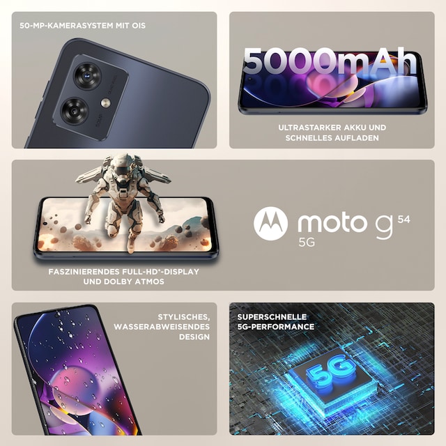 Motorola Smartphone »MOTOROLA moto g54«, mint grün, 16,51 cm/6,5 Zoll, 256 GB  Speicherplatz, 50 MP Kamera auf Raten bestellen