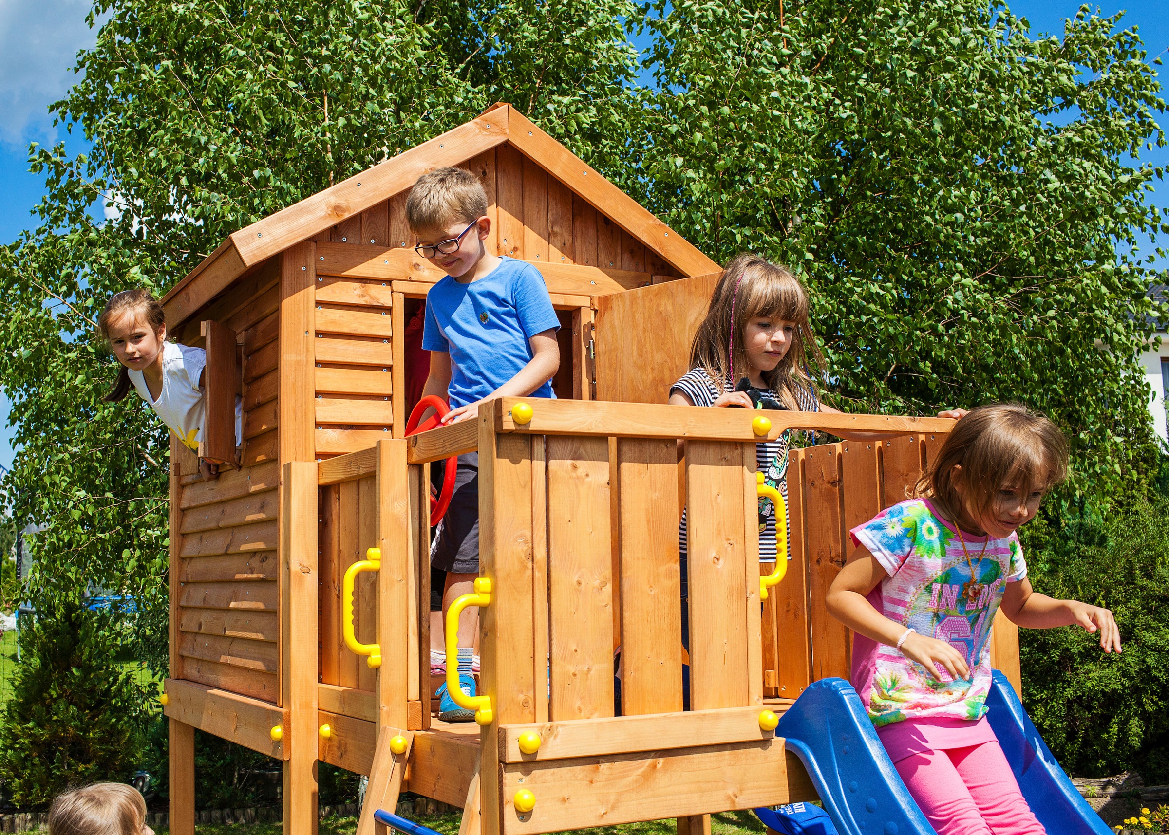FUNGOO Spielturm »My House«, Spielhaus & Rutsche, Sandkasten