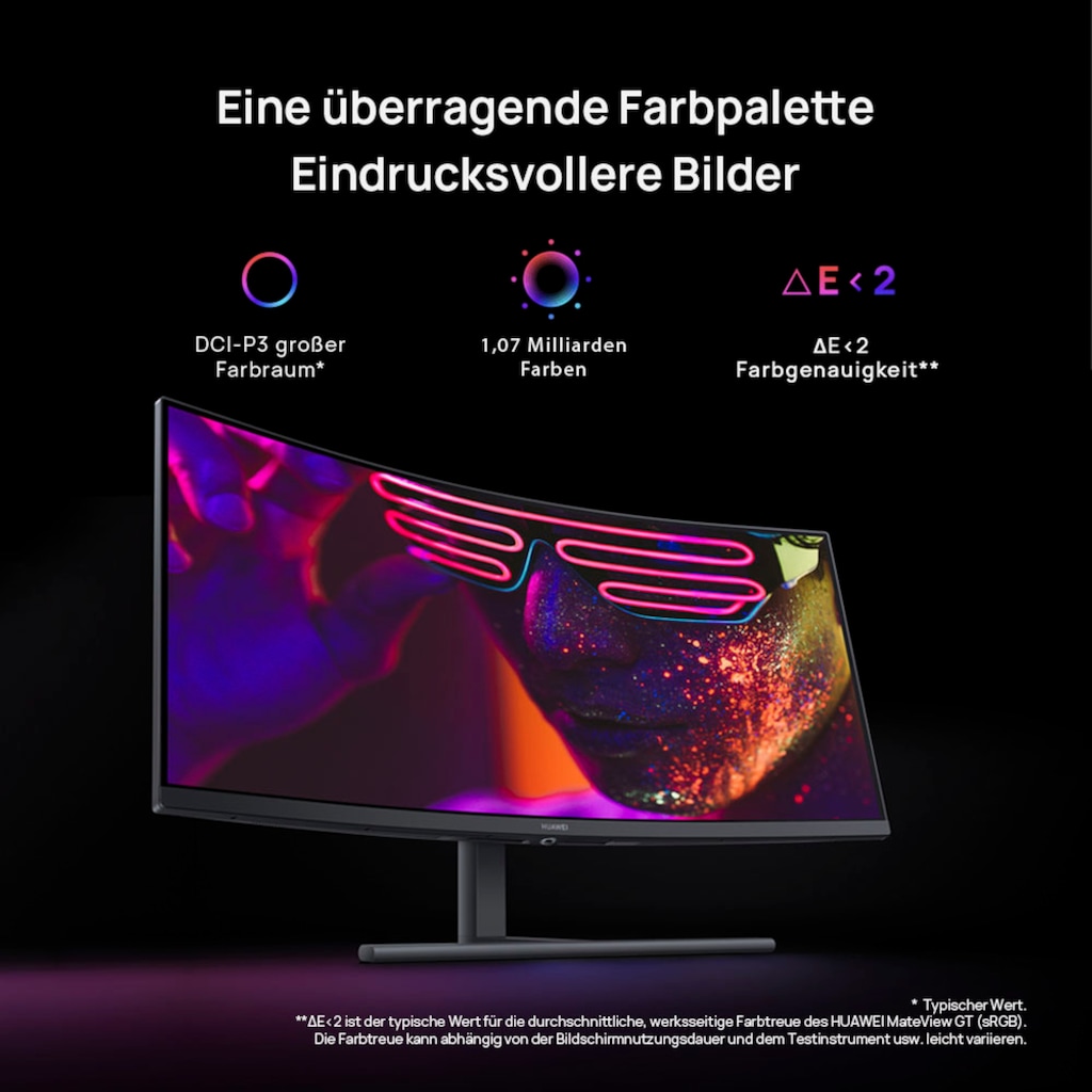 Huawei Curved-Gaming-Monitor »MateView GT Zhuque-CBA«, 86 cm/34 Zoll, 3440 x 1440 px, UWQHD, 4 ms Reaktionszeit, 165 Hz