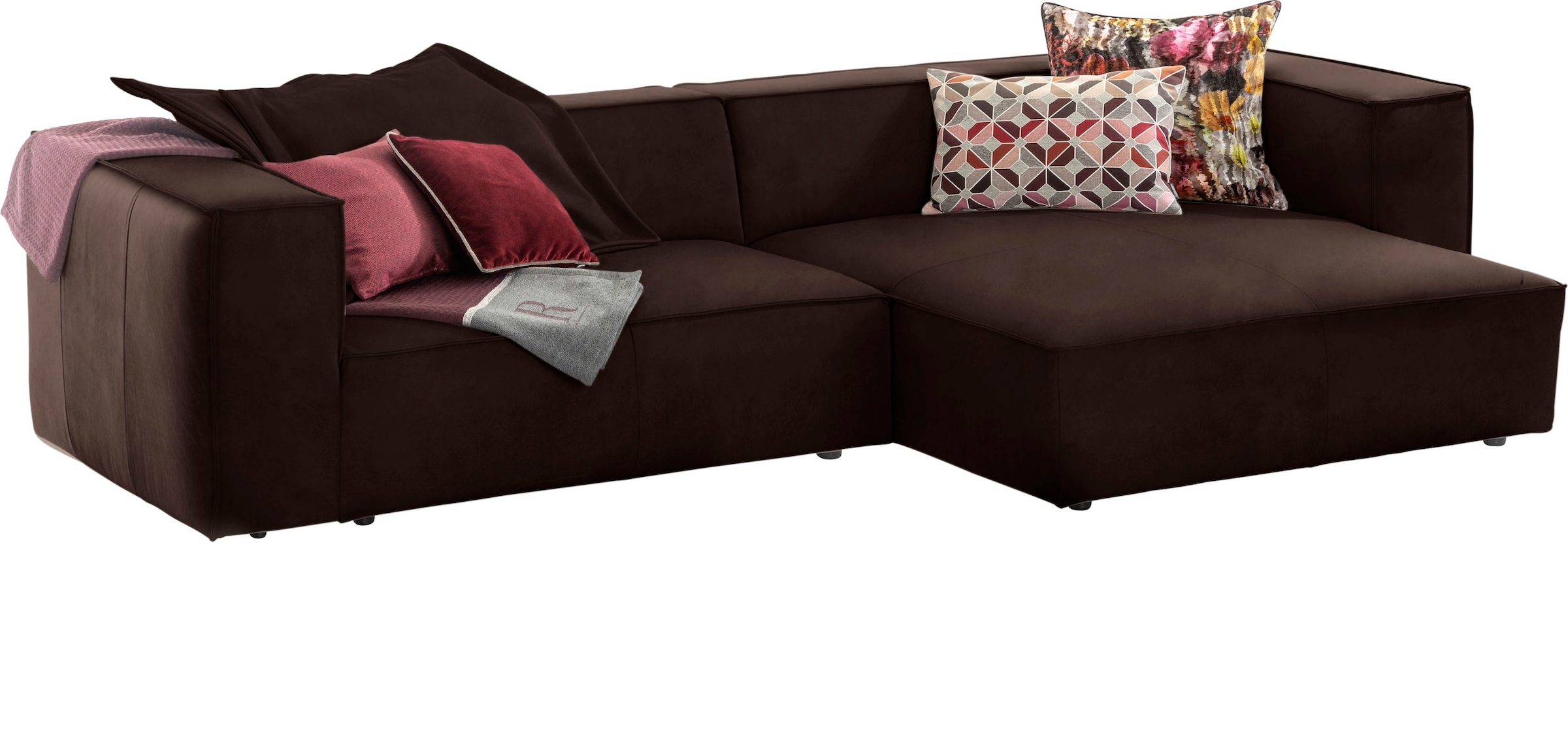 W.SCHILLIG Ecksofa »around-the-block«, (Spar-Set), inklusive Hocker, mit eleganter Biese, mit Federkern