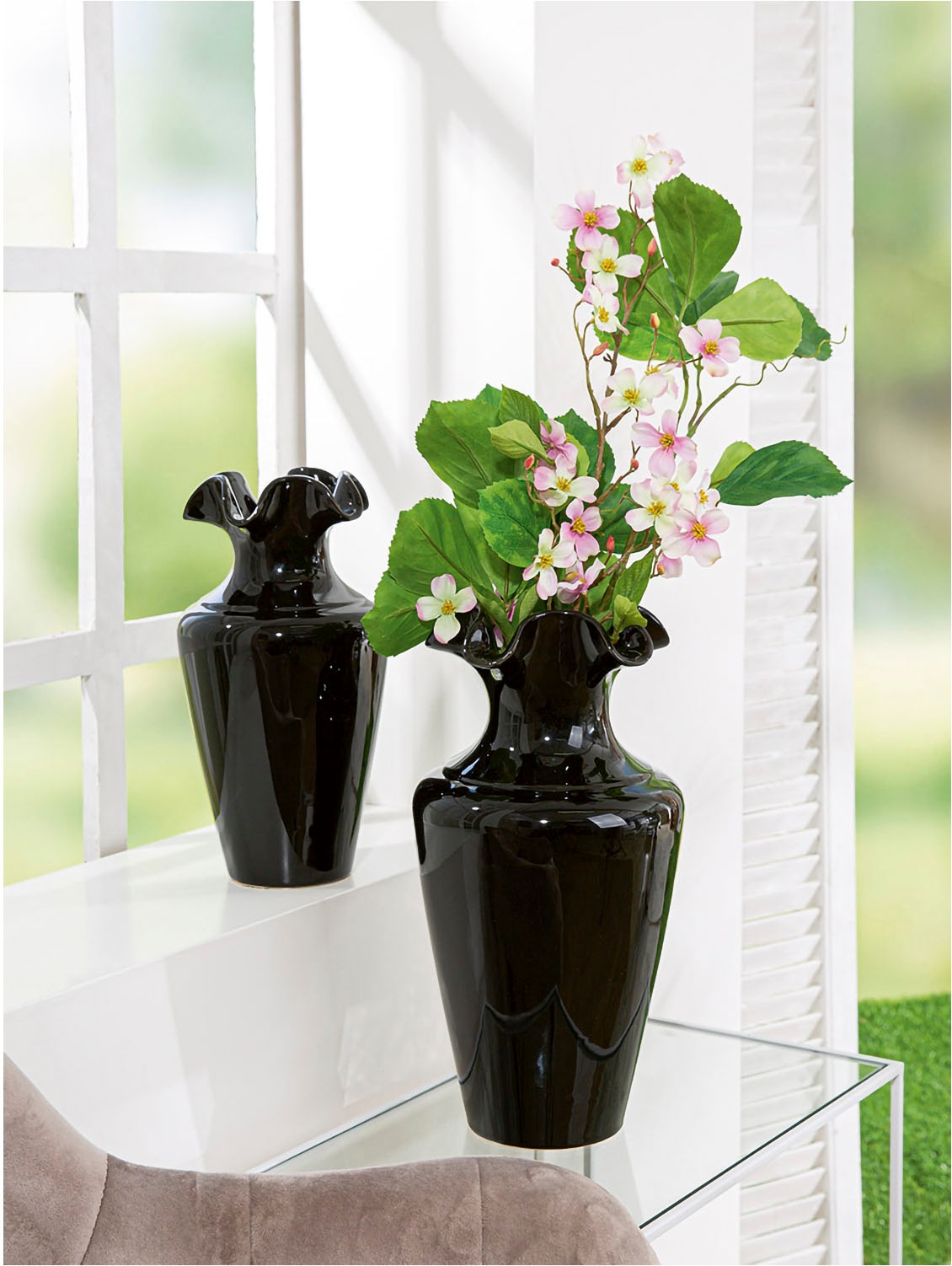 GILDE Tischvase »Vase Irina, aus Keramik, Höhe ca. 40 cm«, (1 St.), wasserdicht