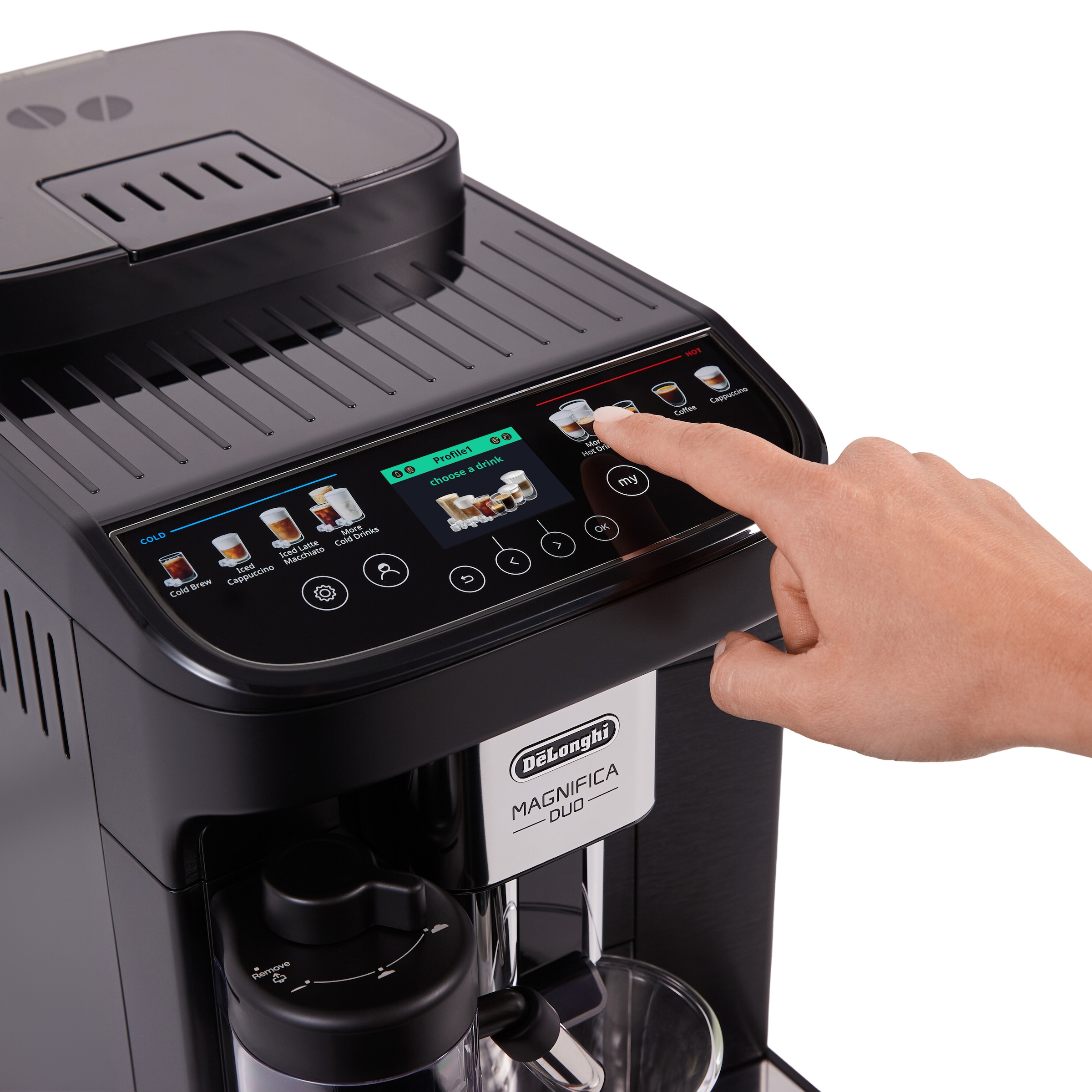De'Longhi Kaffeevollautomat »MAGNIFICA DUO ECAM330.80.BXB - 20 Rezepte, heißer & kalter Milchschaum« Cold Brew Funktion, 2,4" TFT-Display, 2 Milchkaraffen (Heiß & Kalt)
