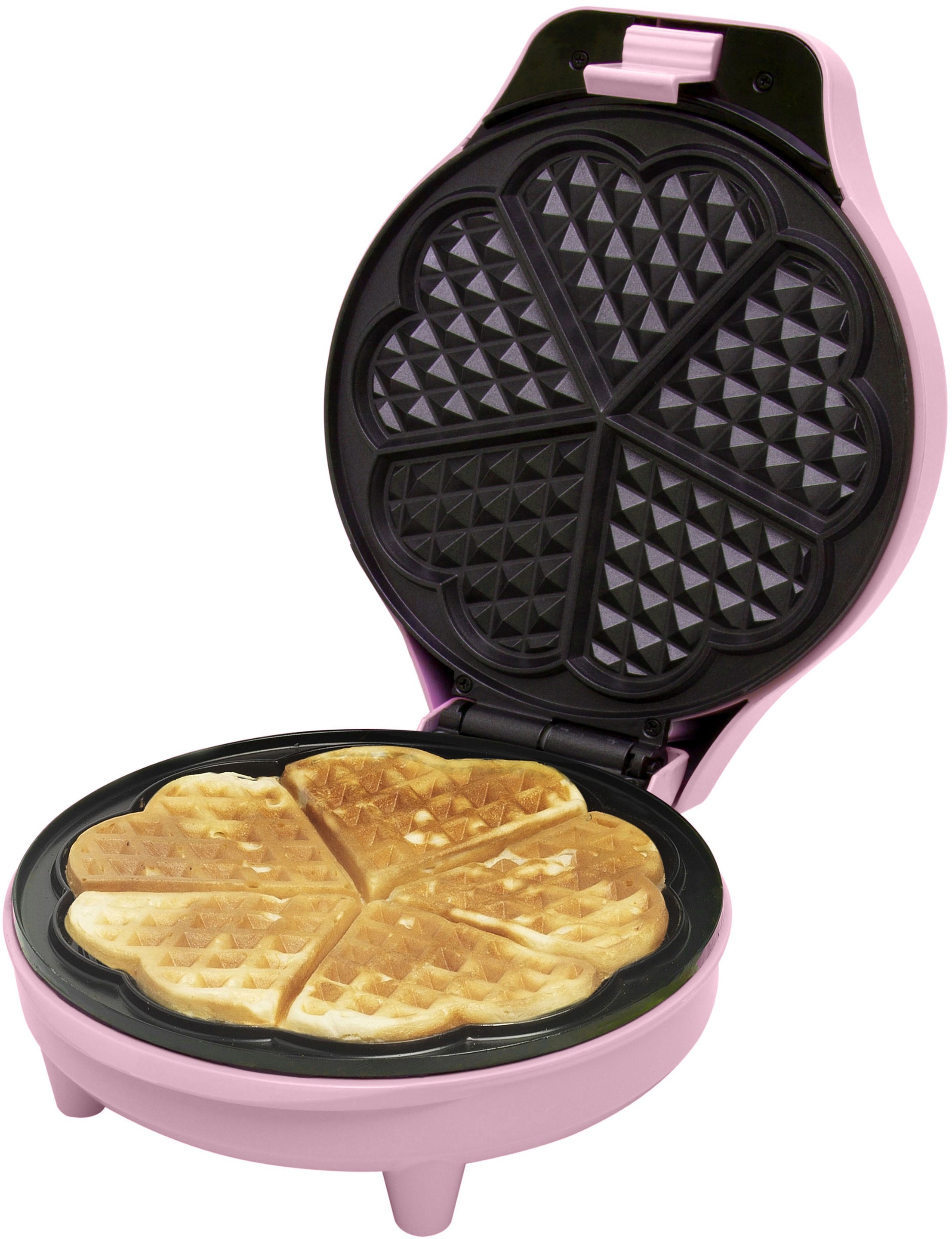 bestron Waffeleisen »ASW217pink Sweet Dreams«, 700 W, für klassische Herzwaffeln, mit Antihaftbeschichtung, Retro Design