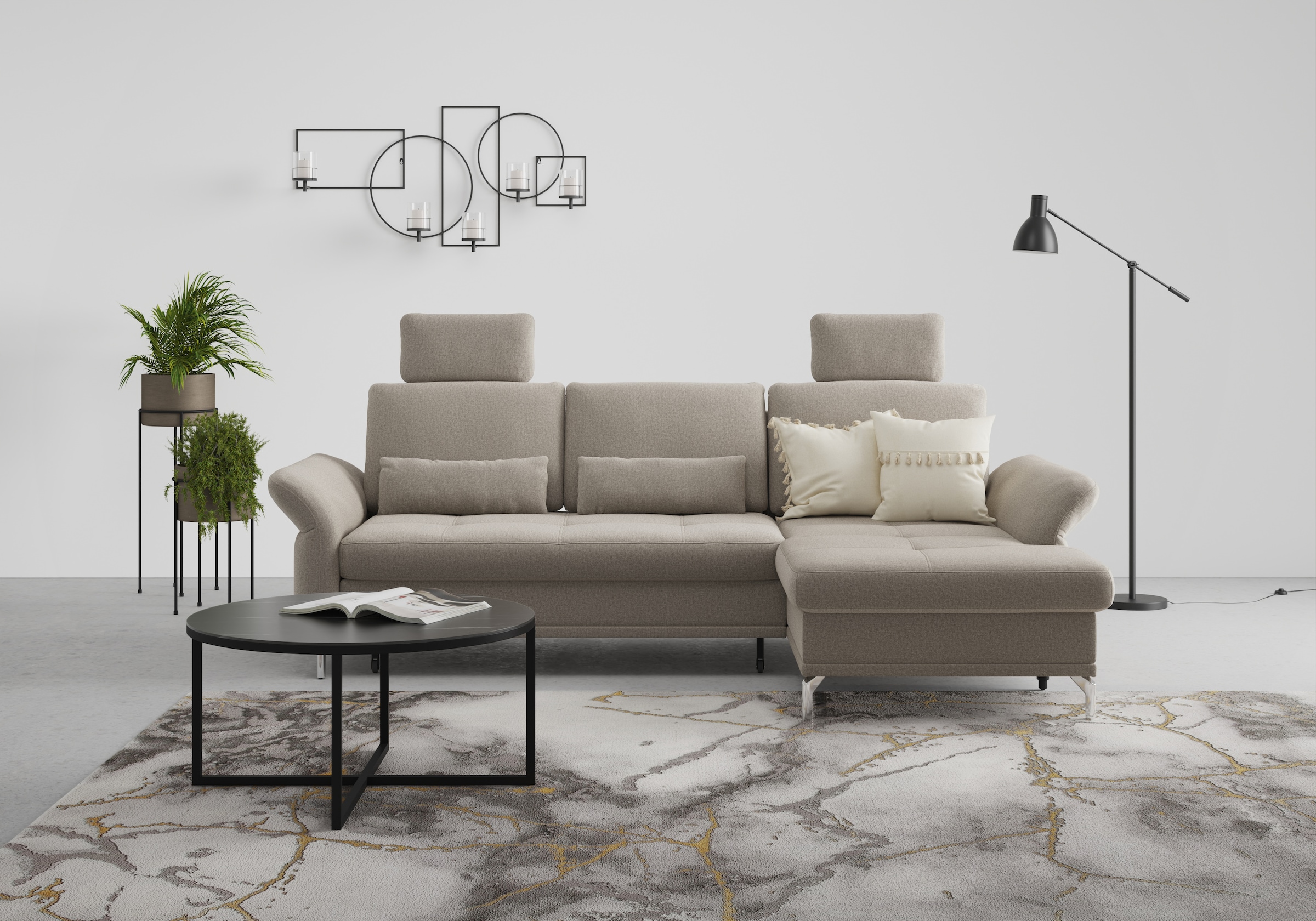INOSIGN Ecksofa »Palm Beach L-Form«, Federkern, mit Sitztiefenverstellung, wahlweise mit Bettfunktion
