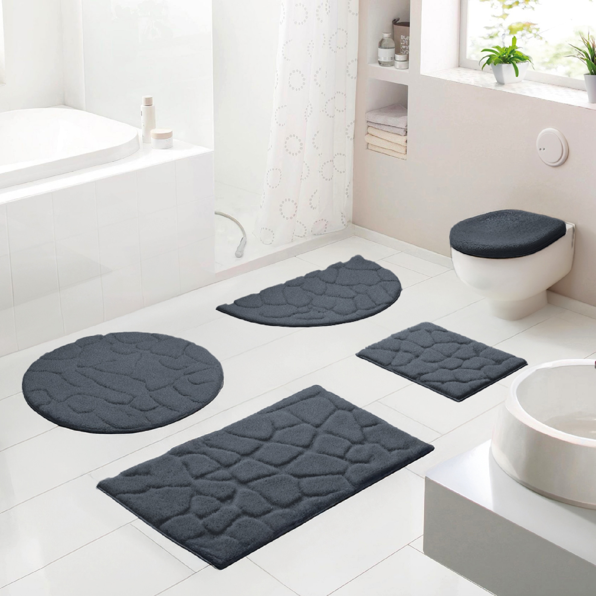 GRUND Badematte »Ashtar, Badvorleger, Badezimmer Teppich, 3D-Design« Höhe 20 mm rutschhemmend beschichtet schnell trocknend Hoch-Tief-Design mit...