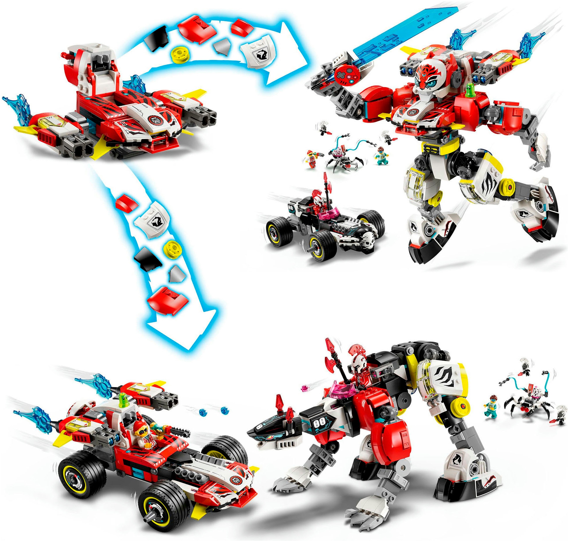 LEGO® Konstruktionsspielsteine »Coopers Tiger-Mech und Zero's Hot Rod Auto (71497), LEGO DREAMZzz«, (1006 St.), Made in Europe
