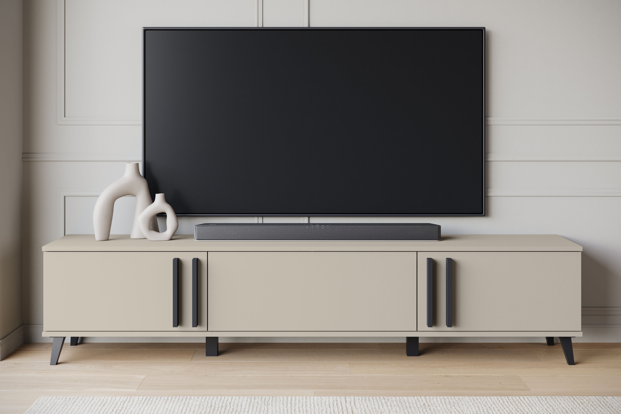 INOSIGN Lowboard »Helsinki, TV-Kommode Breite 180cm«, (1 St.), modernes Design, 3 Klapptüren