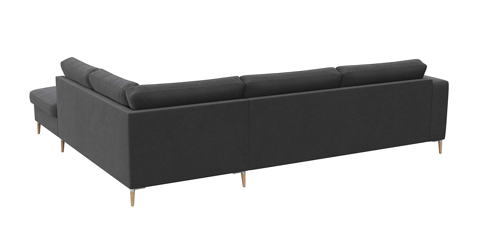 FLEXLUX Ecksofa »Fiore, Sitzaufbau mit hochwertigem Kaltschaum für mehr Sitzkomfort«, breite Armlehnen, L-Form, Füße Alu/Eiche
