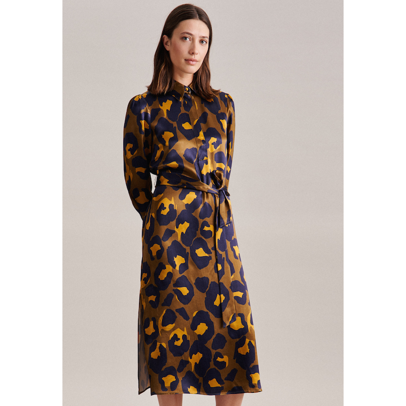 SEIDENSTICKER Sommerkleid »Schwarze Rose« Langarm Kragen Druck grün M38 - Normalgrößen Normalgrößen M38 Passform: Regular