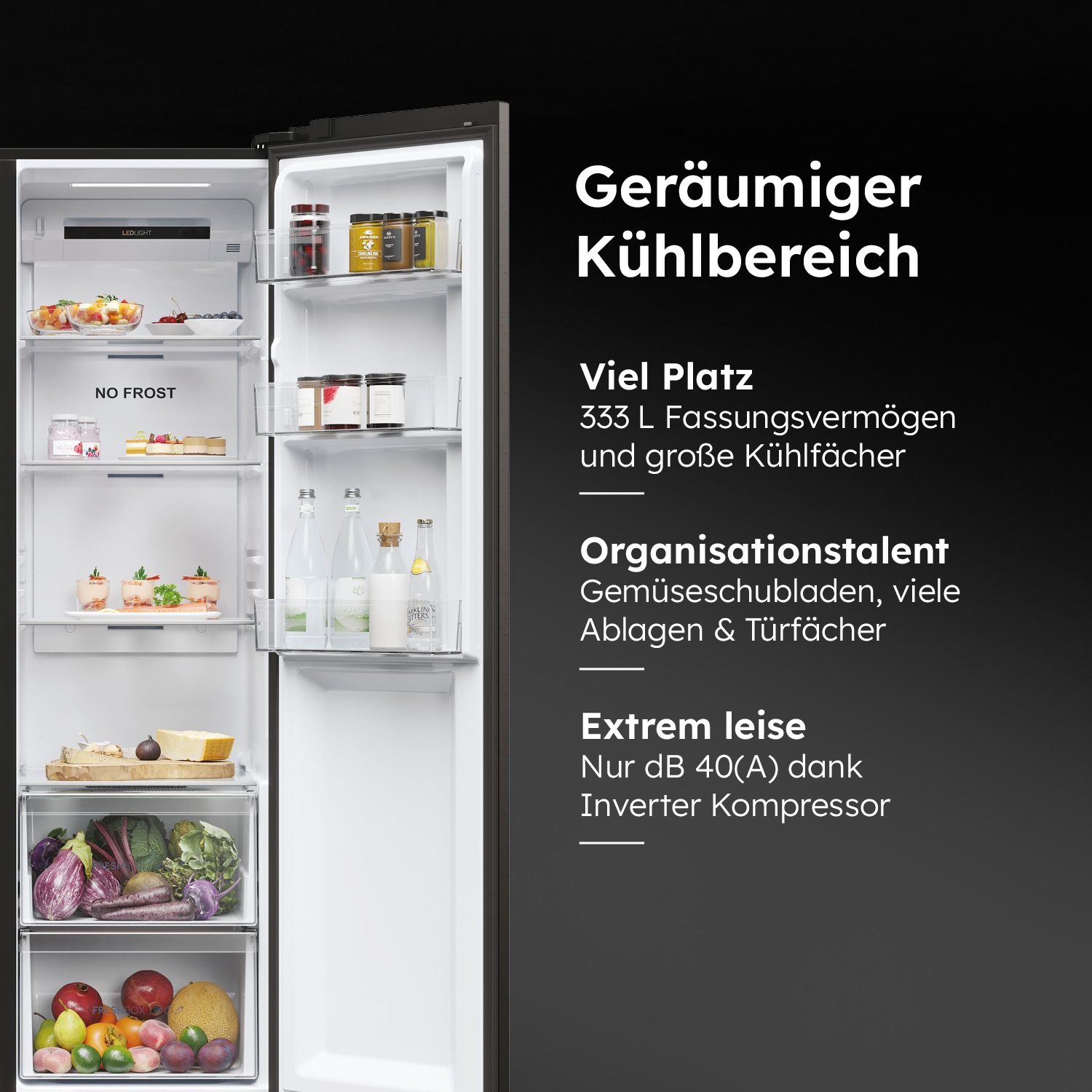 Haier Side-by-Side SBS 90 Series 5 »HSR5918DIPB«, 178 cm hoch, 91 cm breit, Nutzinhalt: 511 Liter, Multi Airflow
