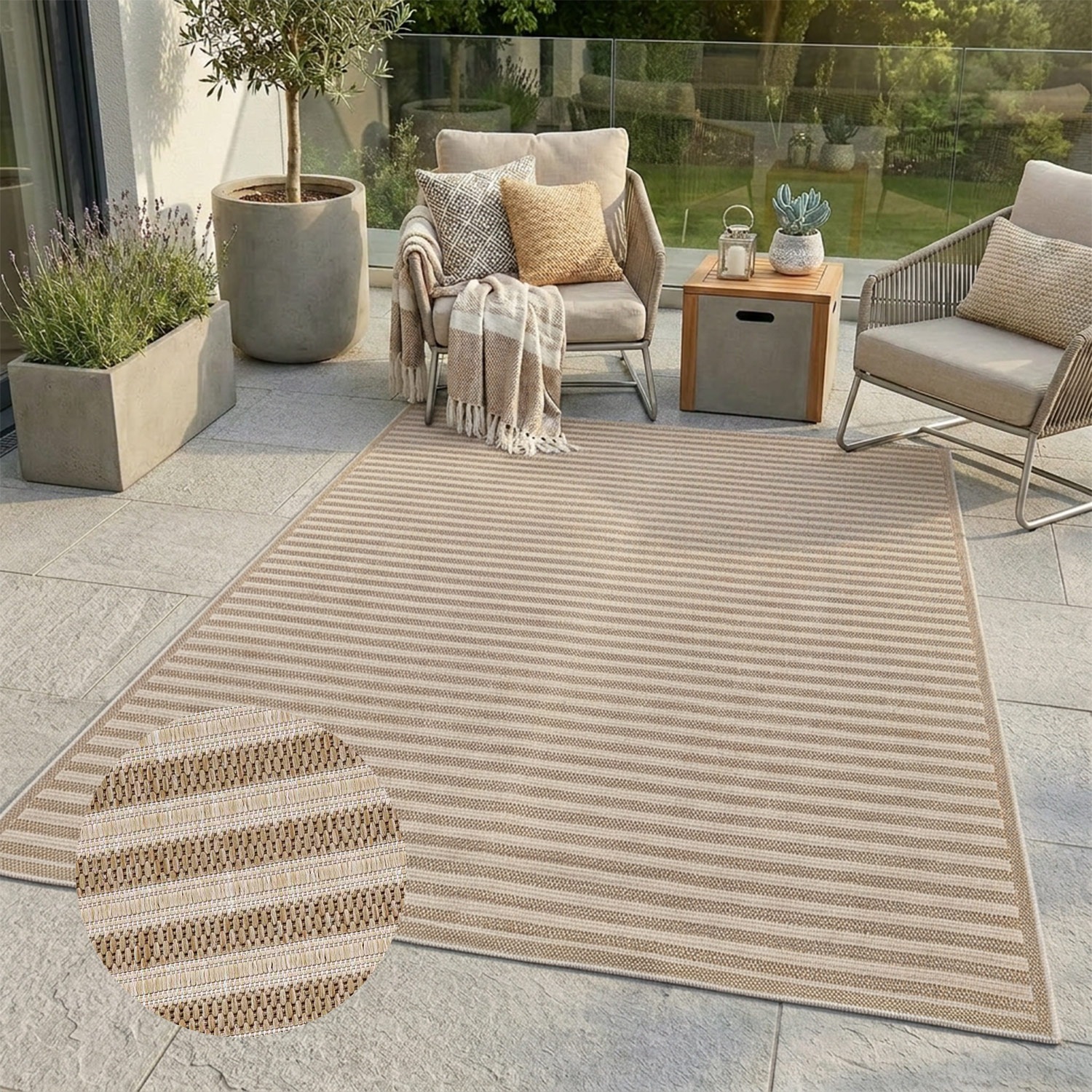 Carpet City Outdoorteppich »Outdoor 102 ,  auch in rund« rechteckig 5 mm Höhe Witterungsbeständig für Balkon, Terrasse, In und Outdoor, Sisal Optik