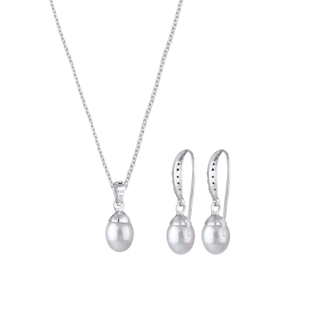 Elli Schmuckset »Elegant Perle Kristalle 925 Silber«