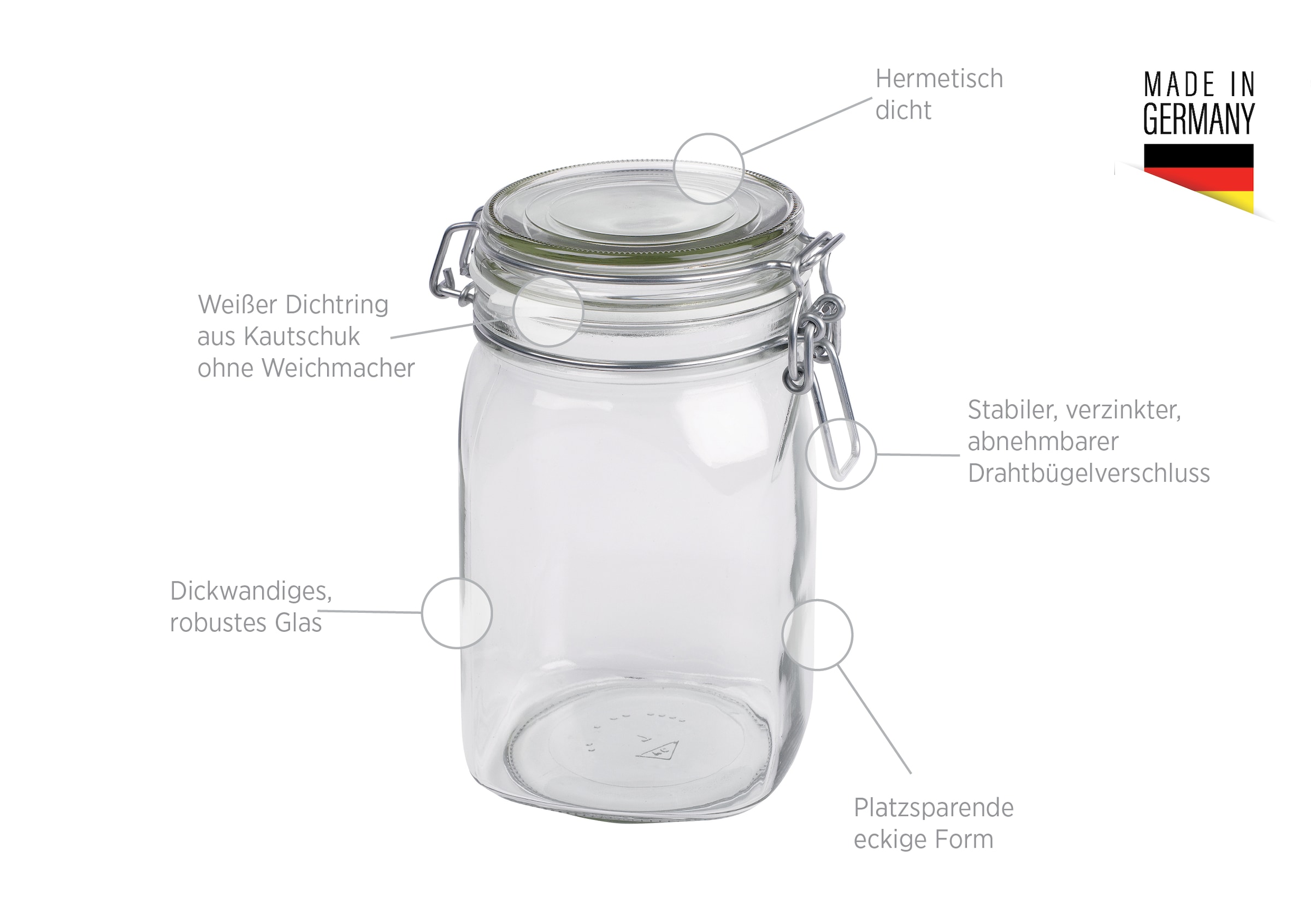 MÄSER Einmachglas »Gothika, Einkochglas Set« Set, je 2 Gläser mit Füllmenge 75 cl, 1,05 l, 1,45 l + 1x Einkochring-Set, 7 Stk. tlg. Glas mit Deckel