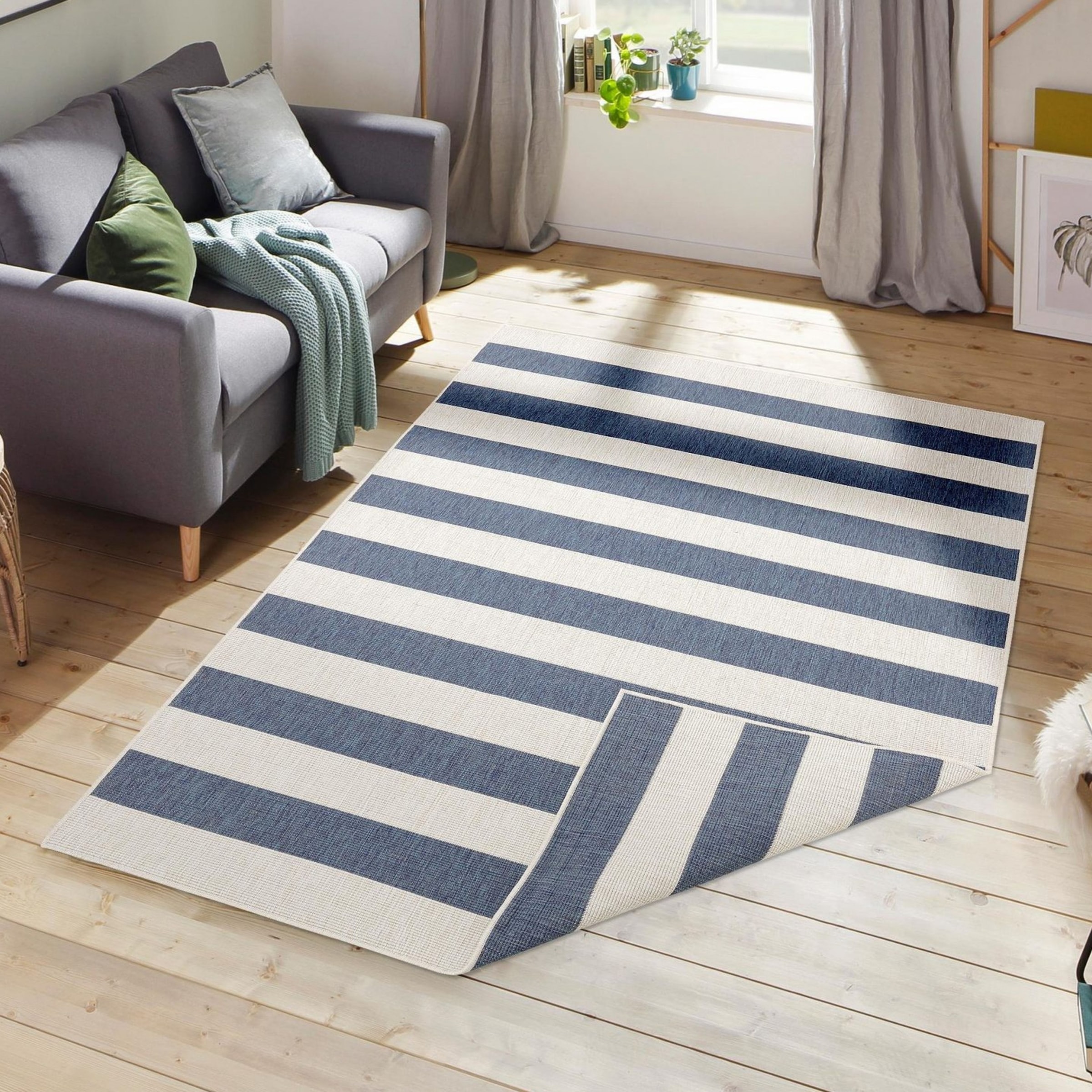my home Teppich »Alan Wendeteppich«, rechteckig, 5 mm Höhe, beidseitig nutzbar, Streifen, Scandi, wetterfest, für In- und Outdoor