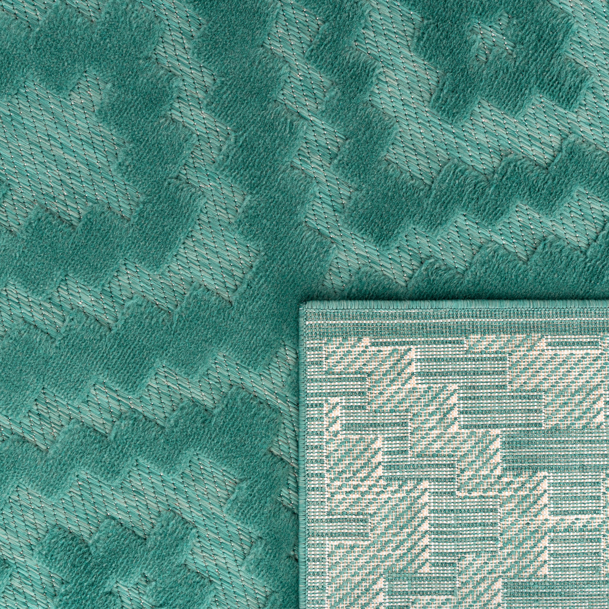 Paco Home Teppich »Livorno 672«, rechteckig, Uni-Farben, Scandi, Rauten  Muster, Hoch-Tief Effekt, Outdoor geeignet auf Raten kaufen