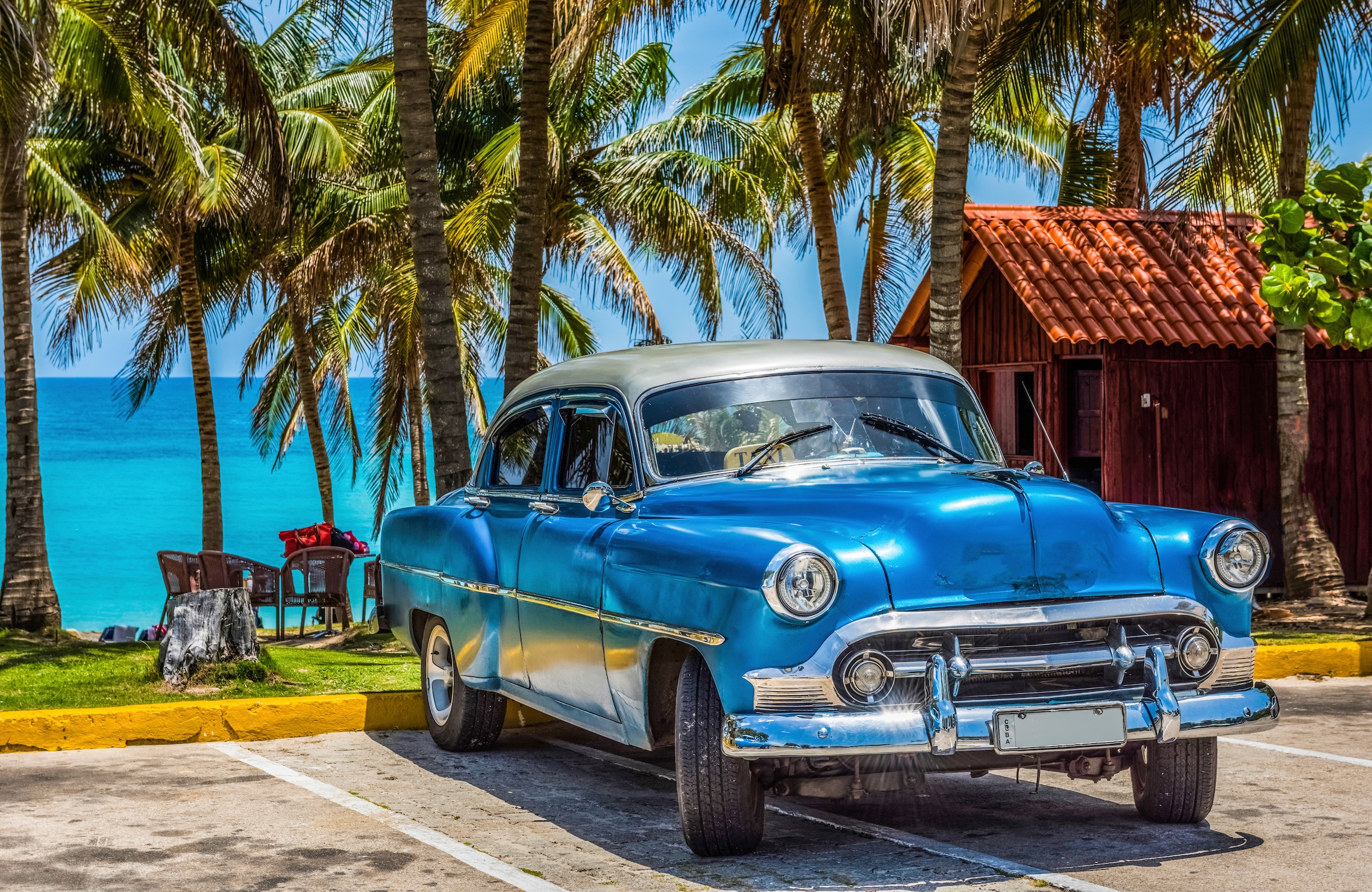 Papermoon Fototapete »OLDTIMER-HAVANNA KUBA VINTAGE AUTO PALMEN STRAND MEER günstig online kaufen