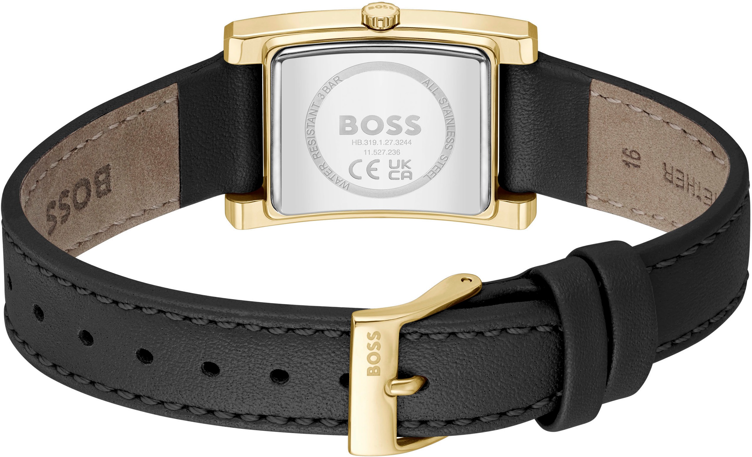 BOSS Quarzuhr »LUCY«, Damenuhr, Armbanduhr, analog, Lederarmband