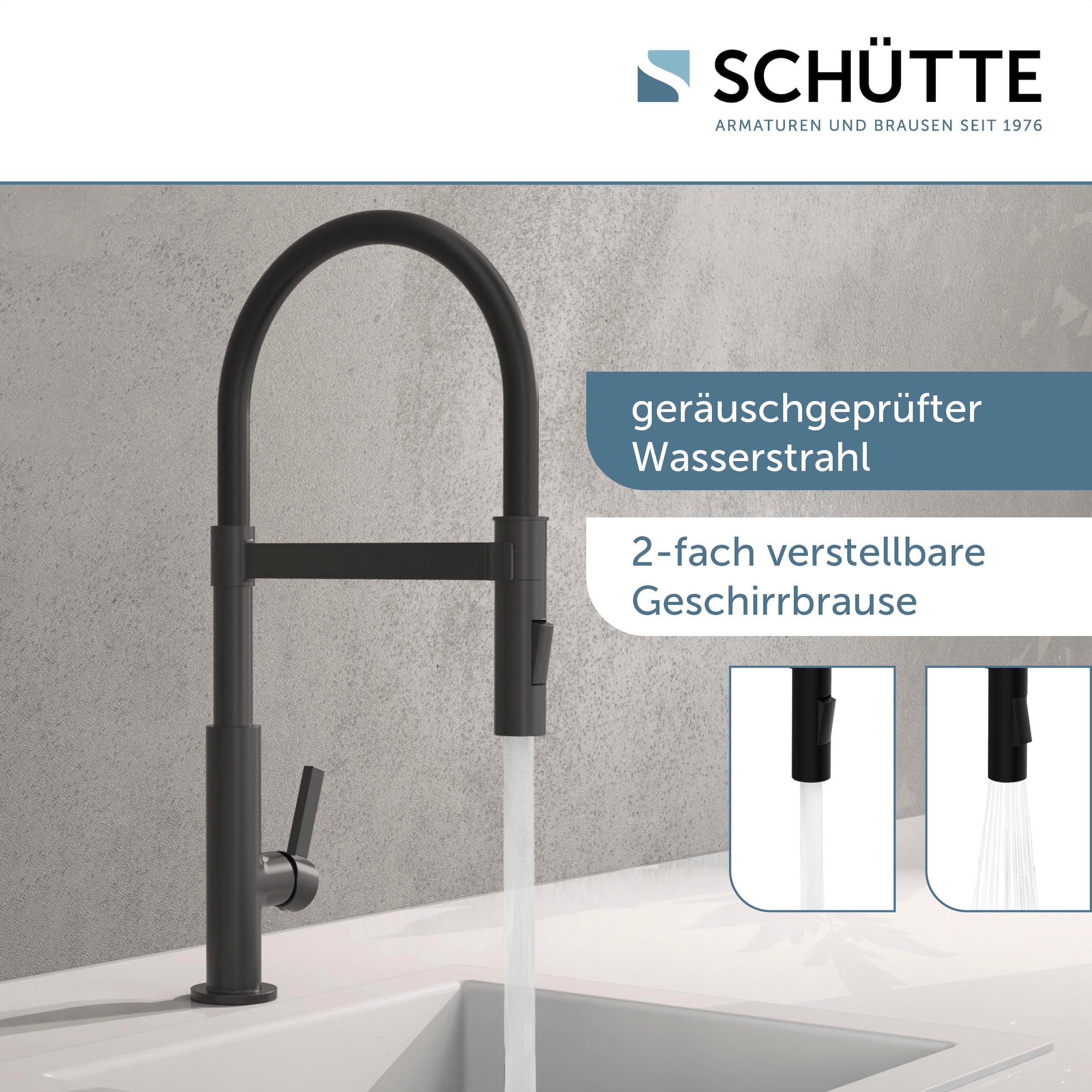 Schütte Hochdruck Spültischarmatur »MIAMI«, energiesparende Cold-Start-Funkt., 360° schwenkbar, 2-fach verstellbar