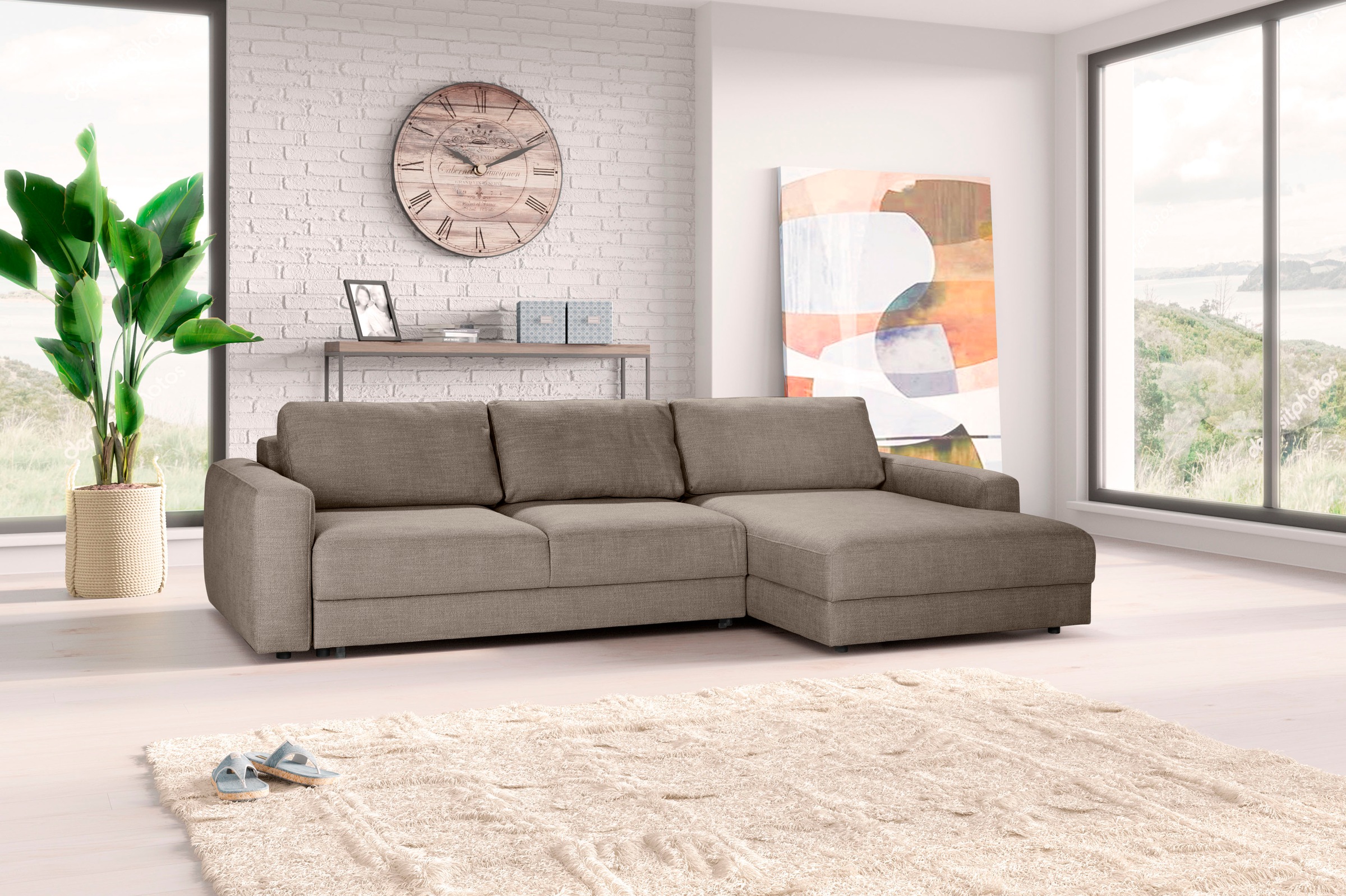 TRENDMANUFAKTUR Ecksofa »Bourbon II, mit extratiefer Sitzfläche und extrabr günstig online kaufen