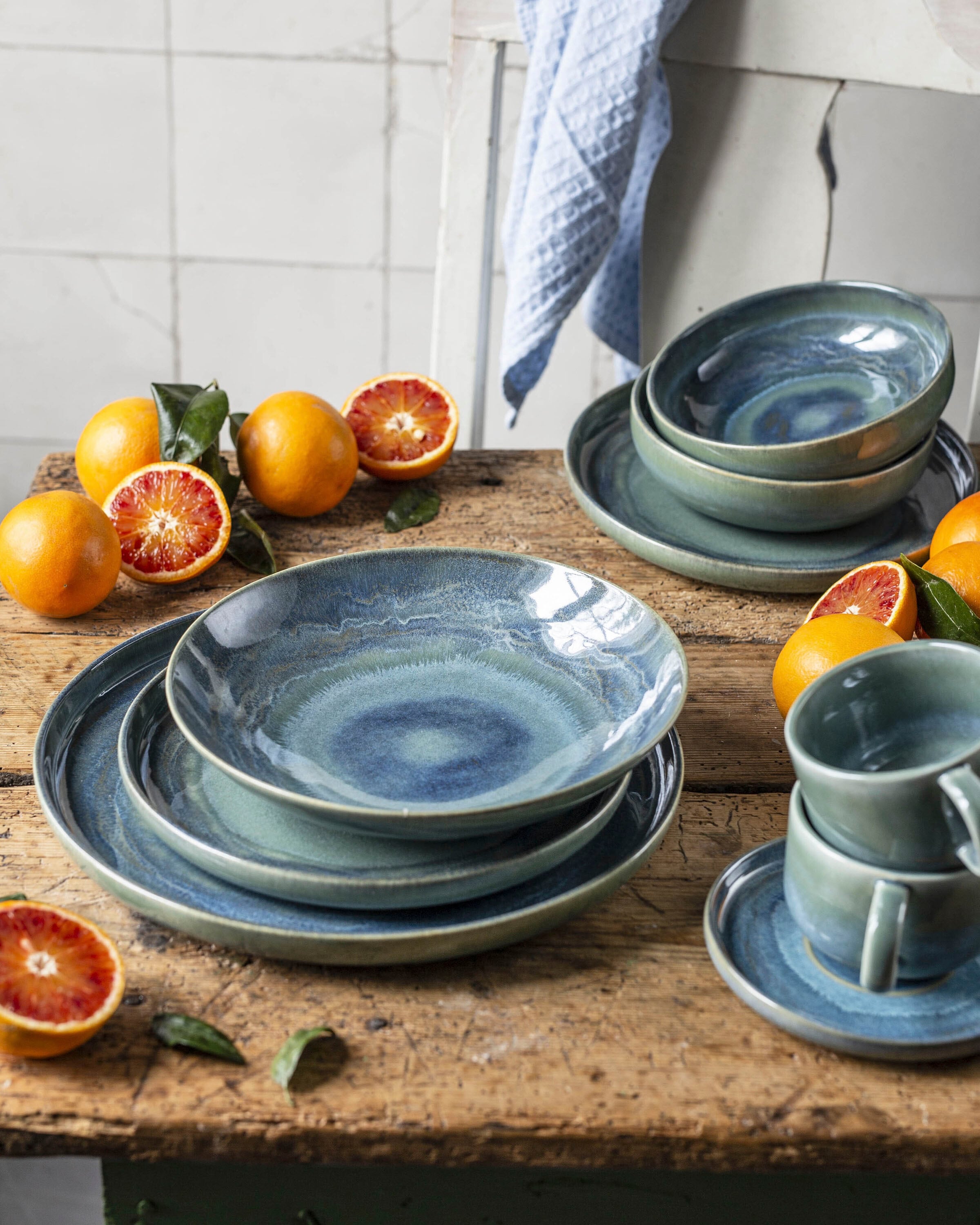 gipfelstück Tasse »Tiefer See«, (Set, 4 tlg.), Scandi-Style, Reaktivglasur, jedes Stück ein Unikat, 4-teilig