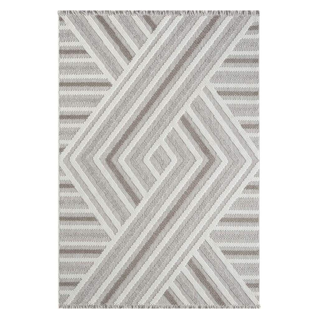Carpet City Teppich »LINDO 7590«, rechteckig, 11 mm Höhe, Kurzflor, Hochtief-Muster/ 3D-Effekt, Fransen, Boho-Stil, Wohnzimmer