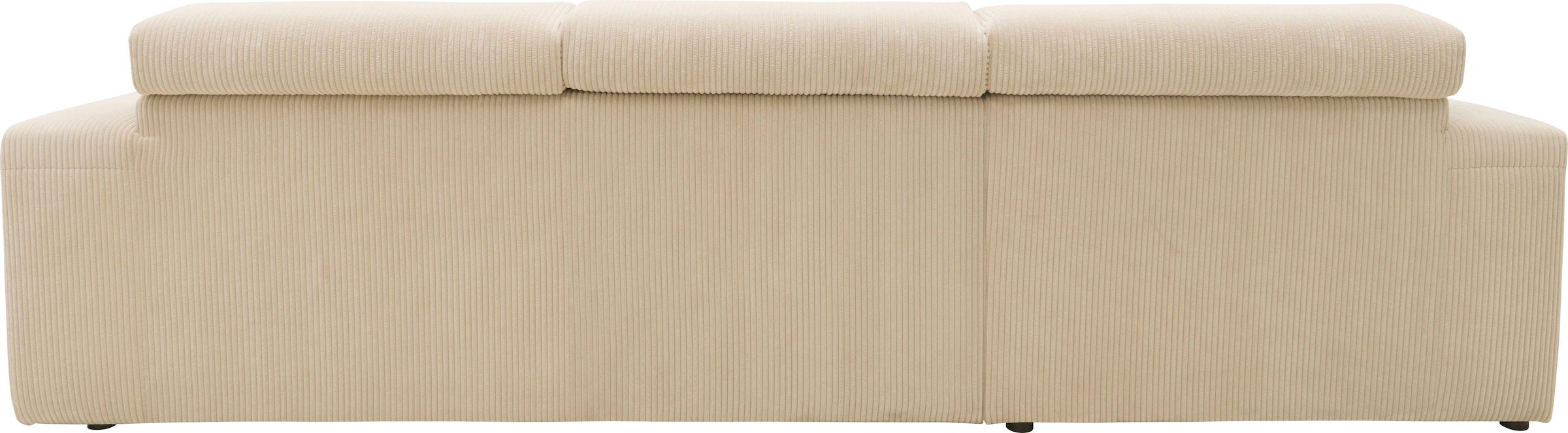 DOMO collection Ecksofa »Brandon B/T: 289/177 cm, belastbar bis 140kg/ Sitz, L-Form«, mit Sitztiefenverstellung, Cord, creme