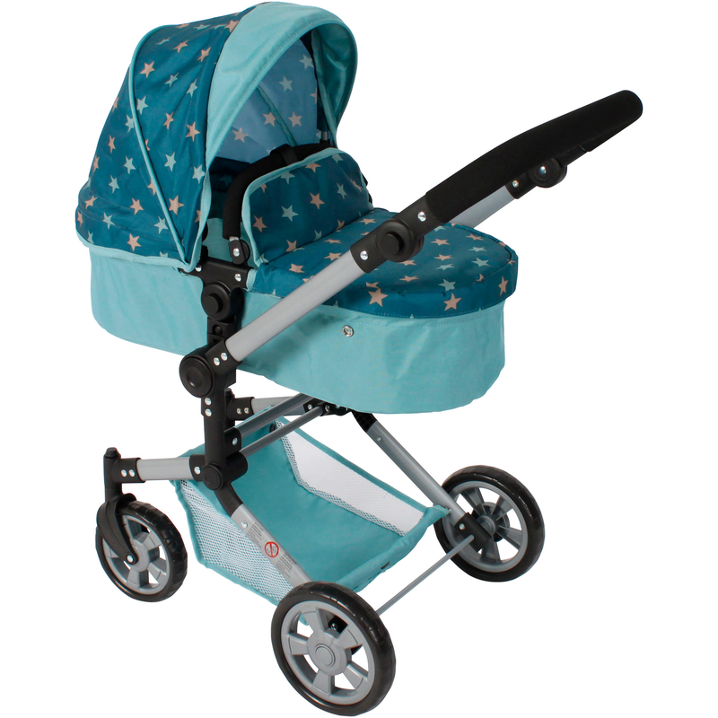 CHIC2000 Kombi-Puppenwagen »Linus« mit schwenkbaren Vorderrädern Sternchen türkis