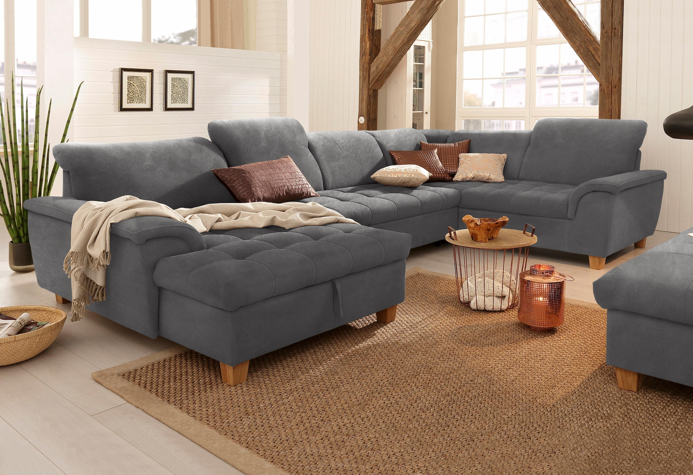 Home affaire Wohnlandschaft »Lyla U-Form« wahlweise mit Rückenfunktion und günstig online kaufen