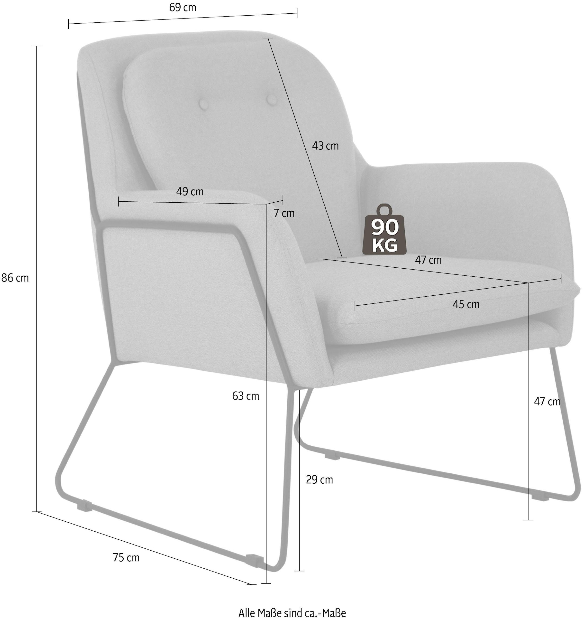 Home affaire Sessel »Flin Cocktailsesel« mit Knöpfen und Kissenoptik im Rücken