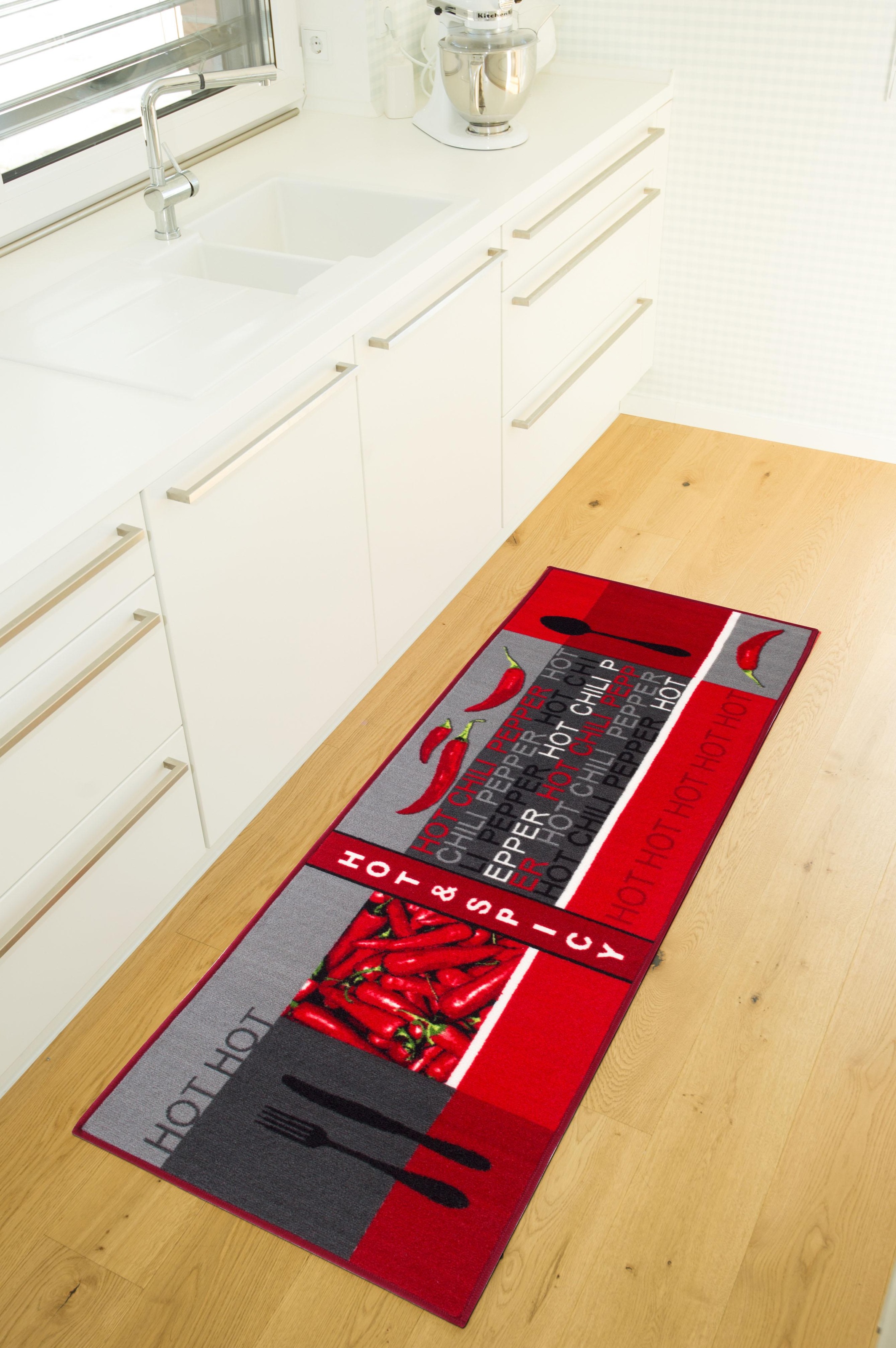 6. Bild von Andiamo Küchenläufer »Hot Pepper«, rechteckig, Motiv Peperoni/Chili, mit Schriftzug, Küche, waschbar