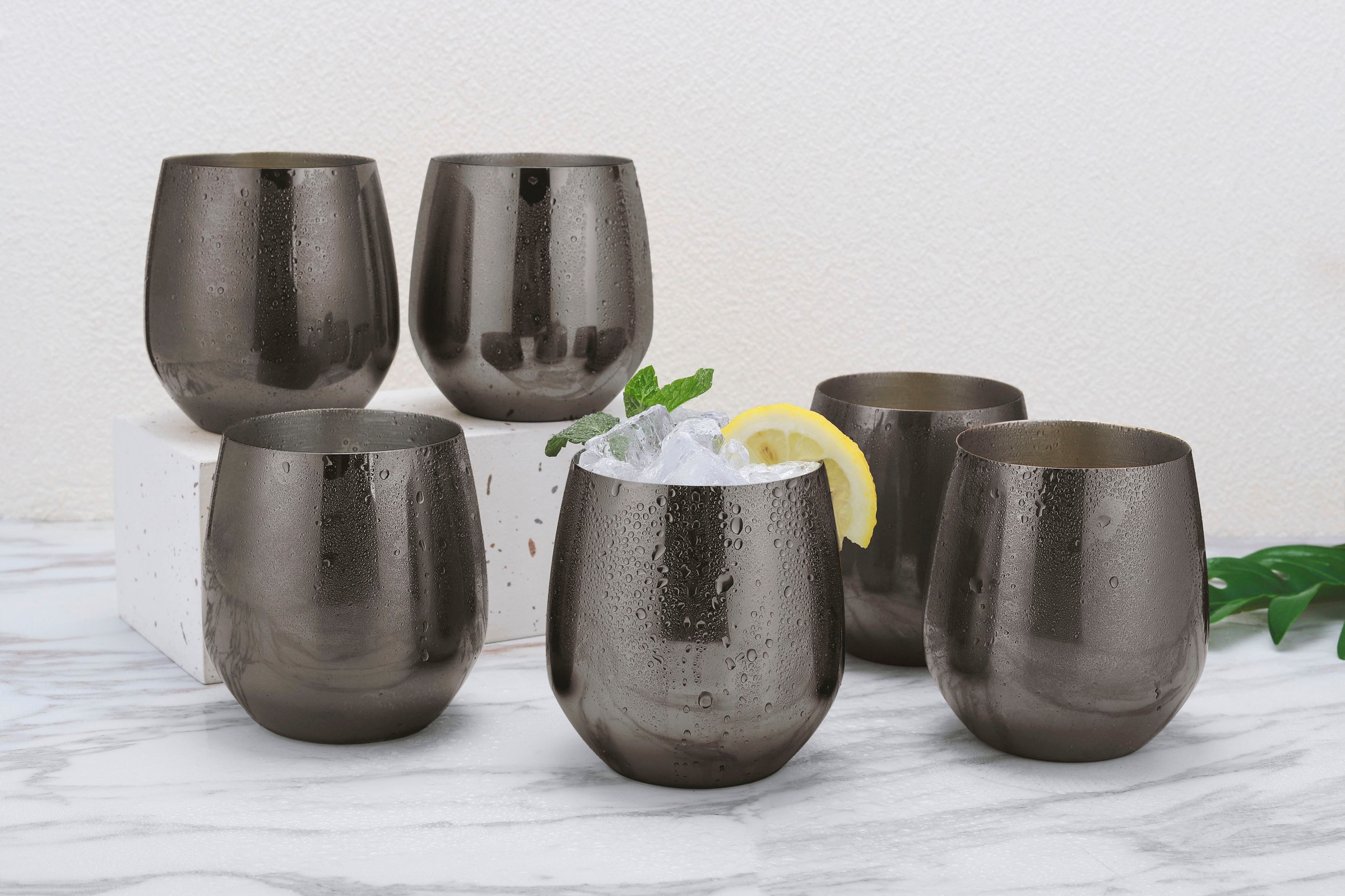 ECHTWERK Weinglas, (Set, 6 tlg.), (Wein & Wasserkelch-Set), 500 ml, bruchsicher, stiellos, 10 x 9,5 cm