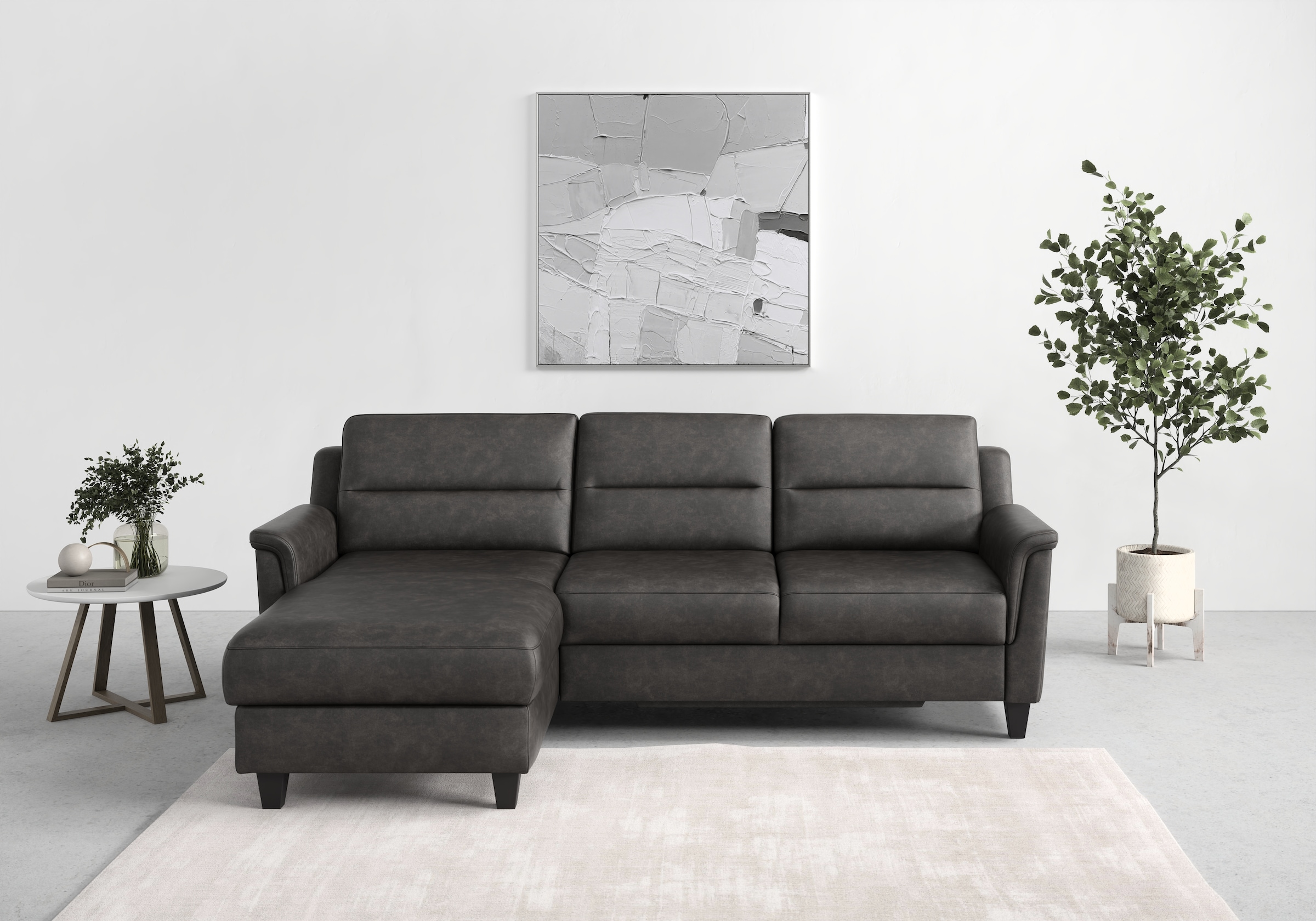 sit&more Ecksofa »Farö L-Form«, inklusive Federkern, wahlweise mit Bettfunktion und Bettkasten