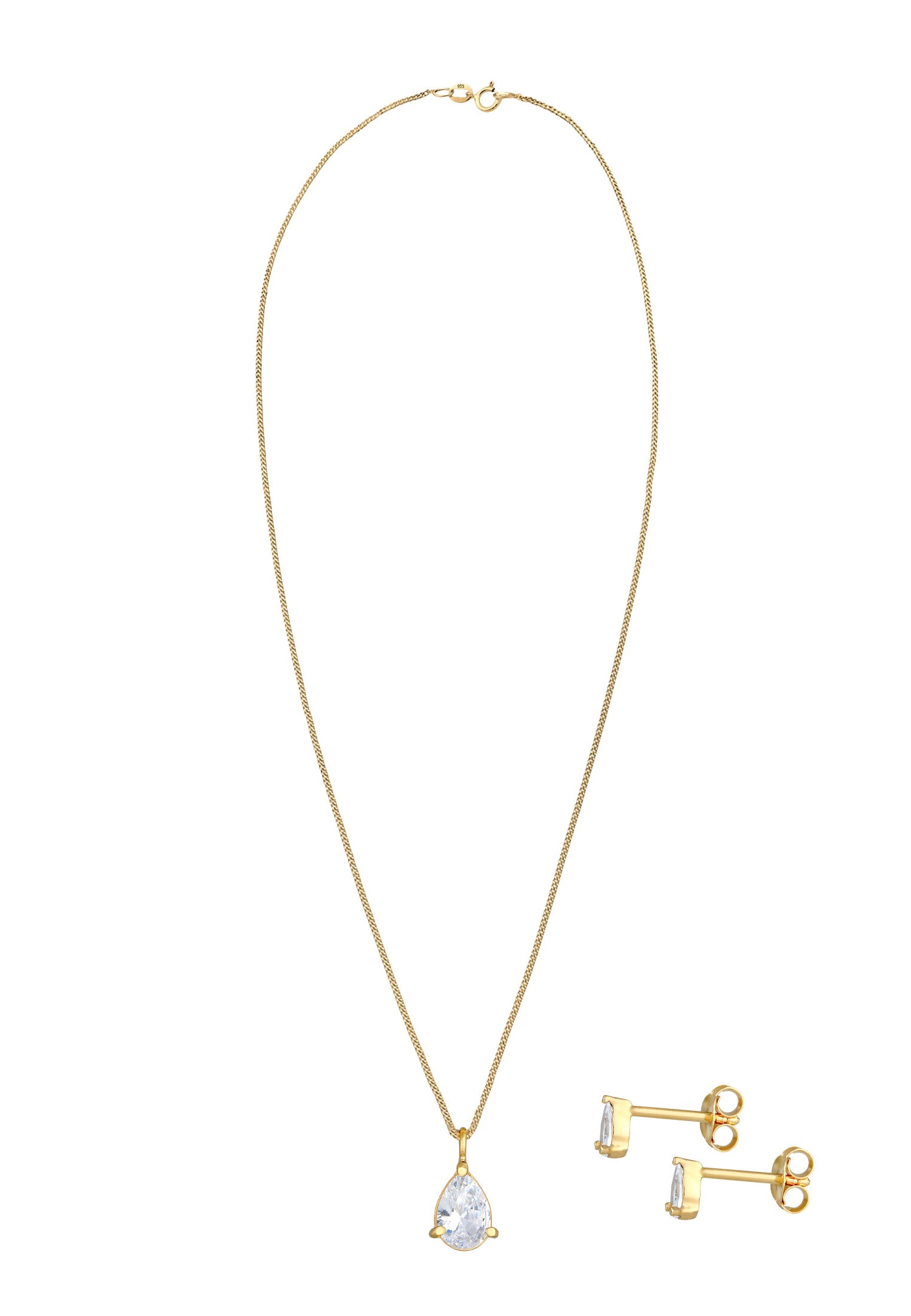 Elli Schmuckset »Kette Ohrstecker Tropfen Zirkonia Set 925 Silber«