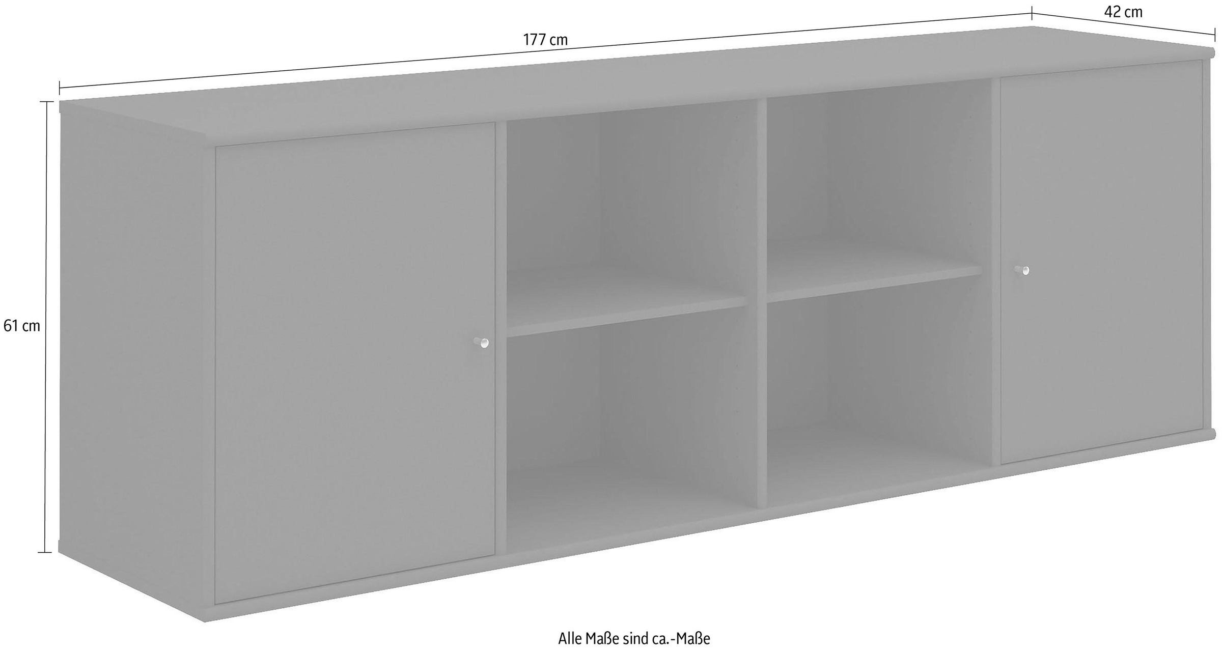 Hammel Furniture Sideboard »Mistral, Hochwertig Schrank, hängend/stehend montierbar«, mit zwei Türen, B: 177 cm, anpassungsbar Designmöbel