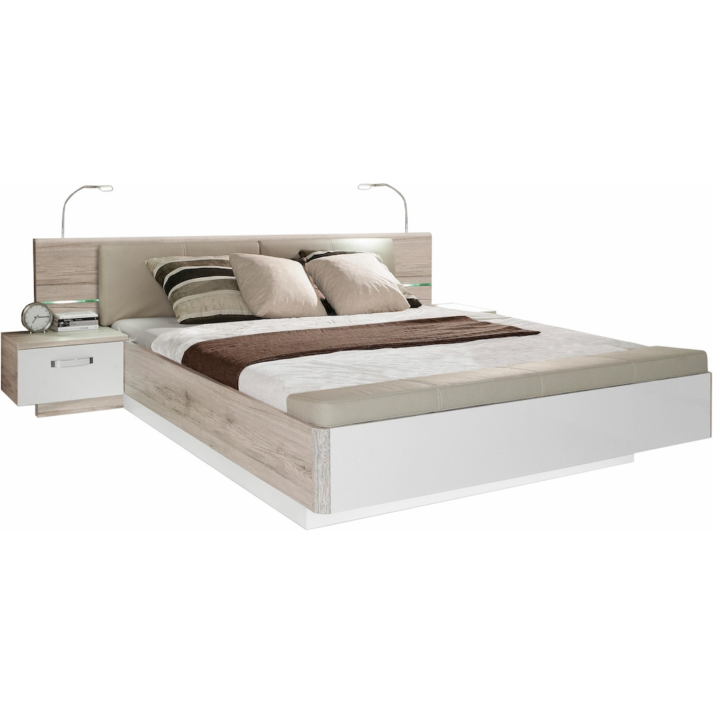 FORTE Bettanlage »Rondino«, mit Polsterkopfteil und LED-Beleuchtung, wahlweise mit oder ohne Bettbank